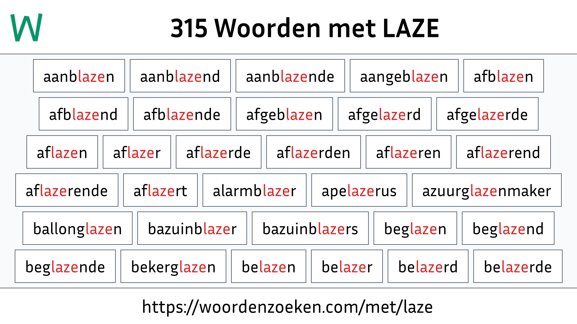 Woorden met LAZE