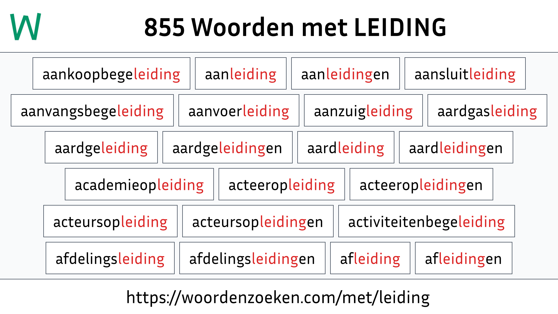 Woorden met LEIDING