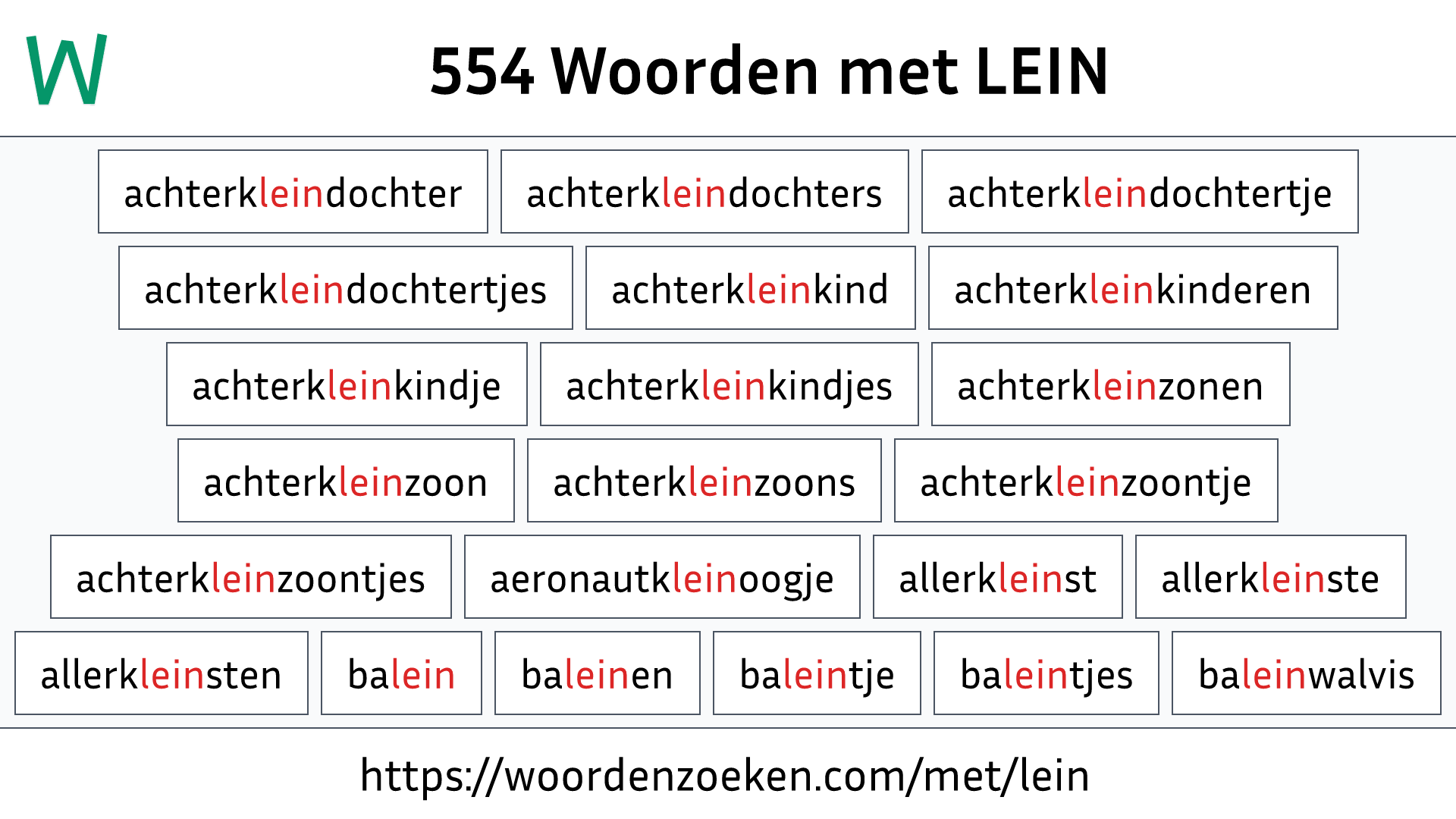 Woorden met LEIN