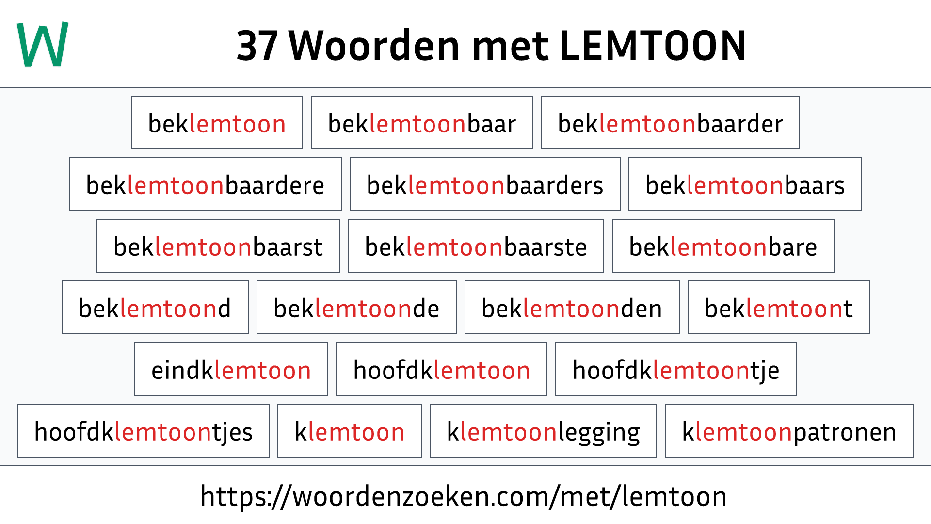 Woorden met LEMTOON