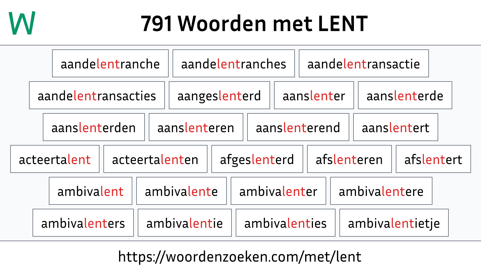 Woorden met LENT