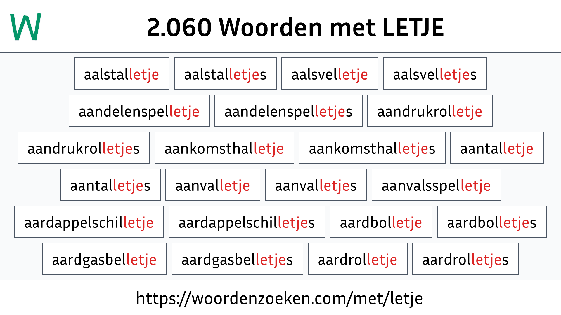 Woorden met LETJE