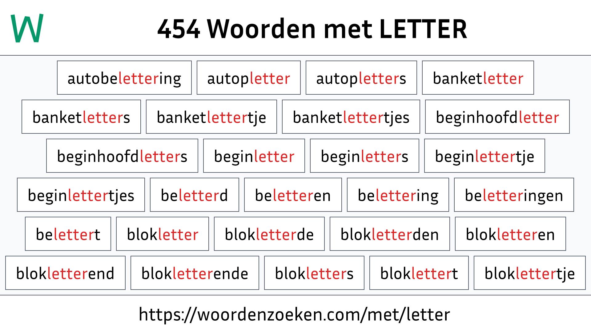 Woorden met LETTER