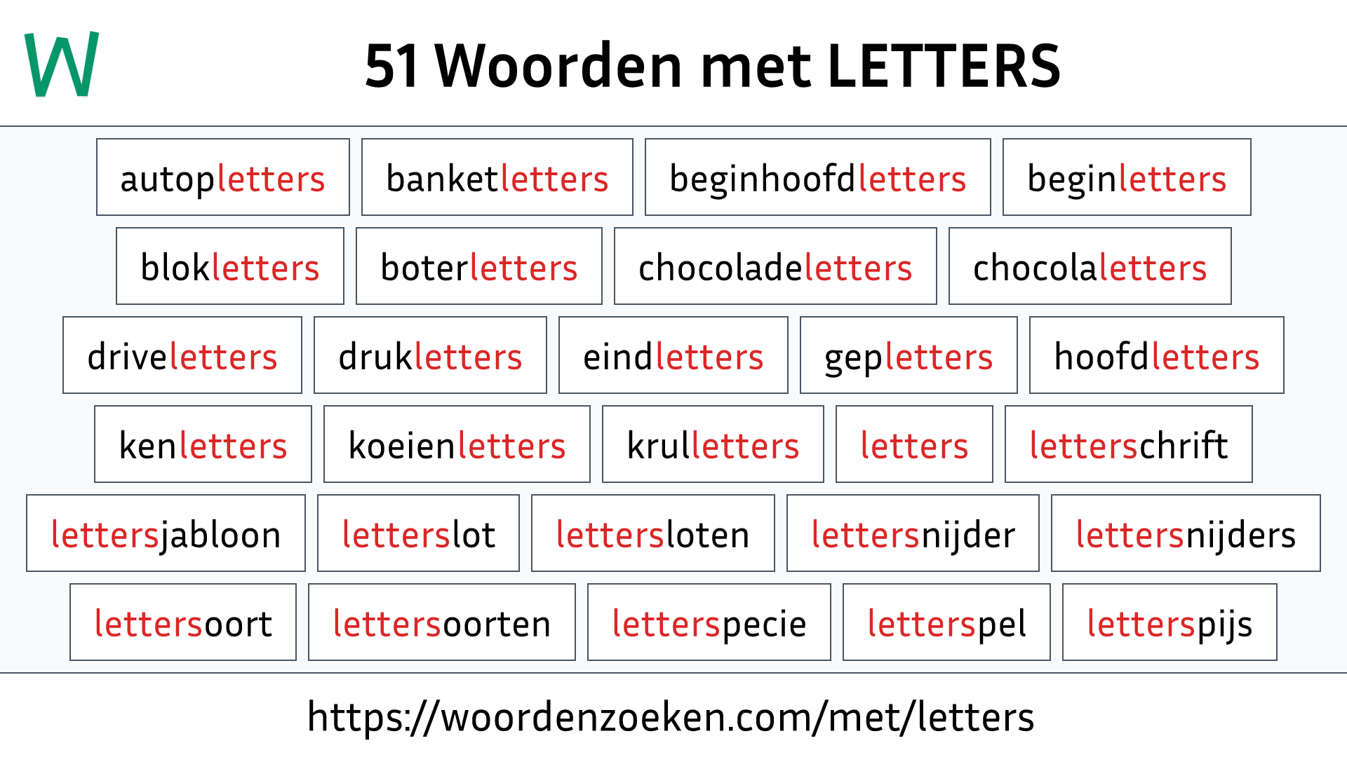 Woorden met LETTERS