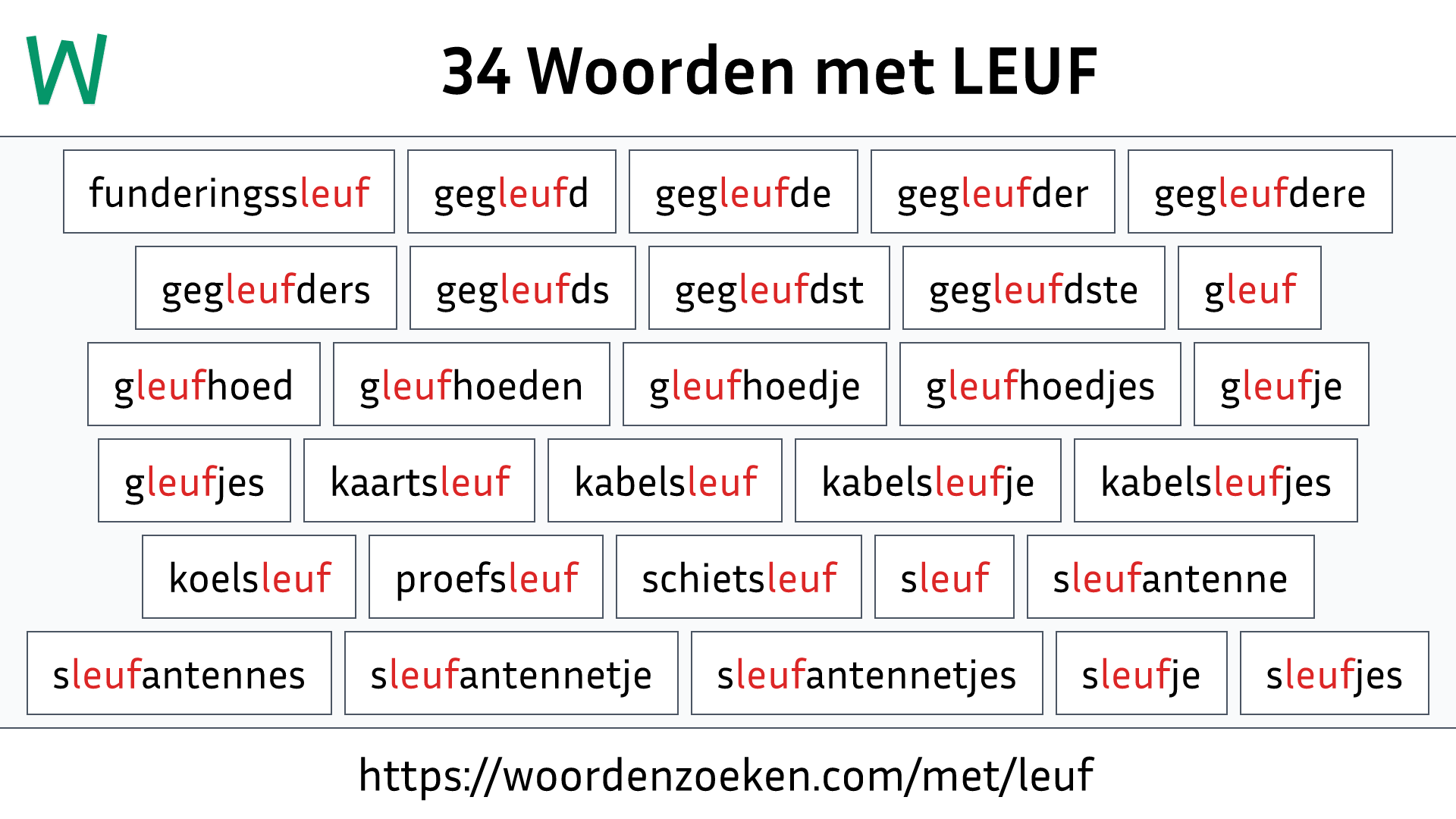 Woorden met LEUF