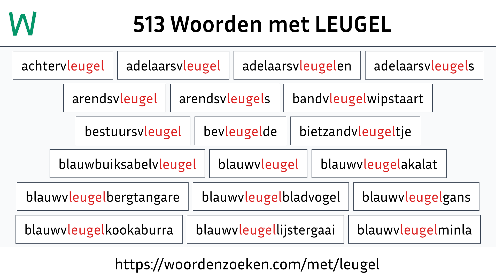 Woorden met LEUGEL