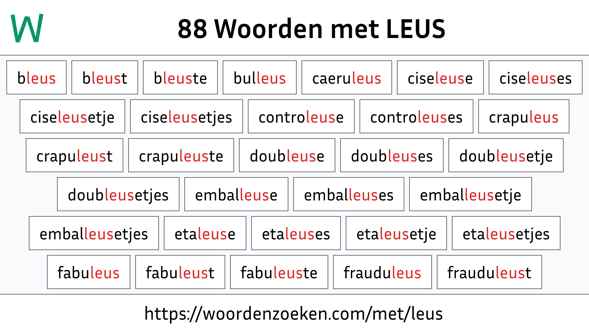 Woorden met LEUS