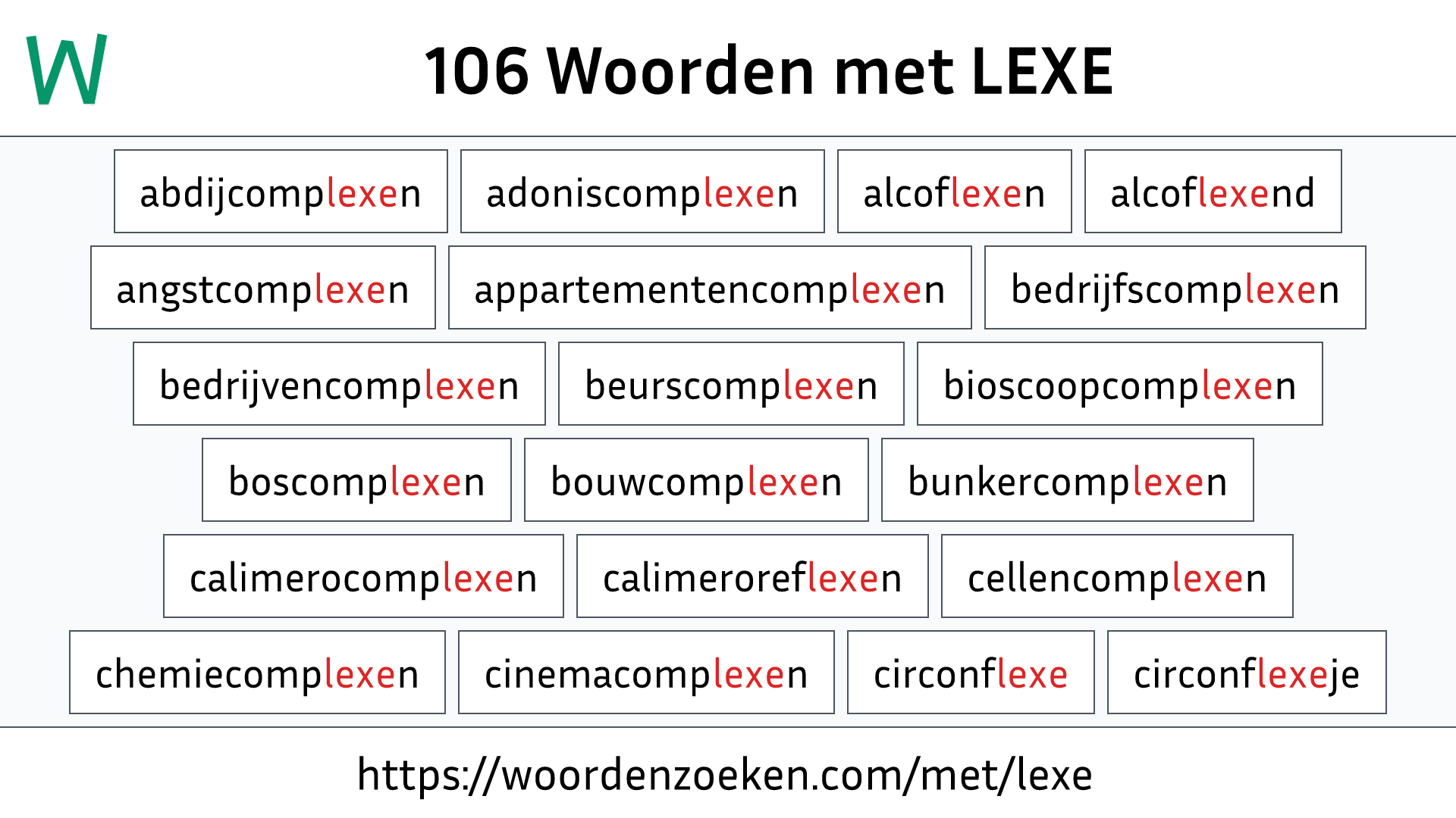 Woorden met LEXE