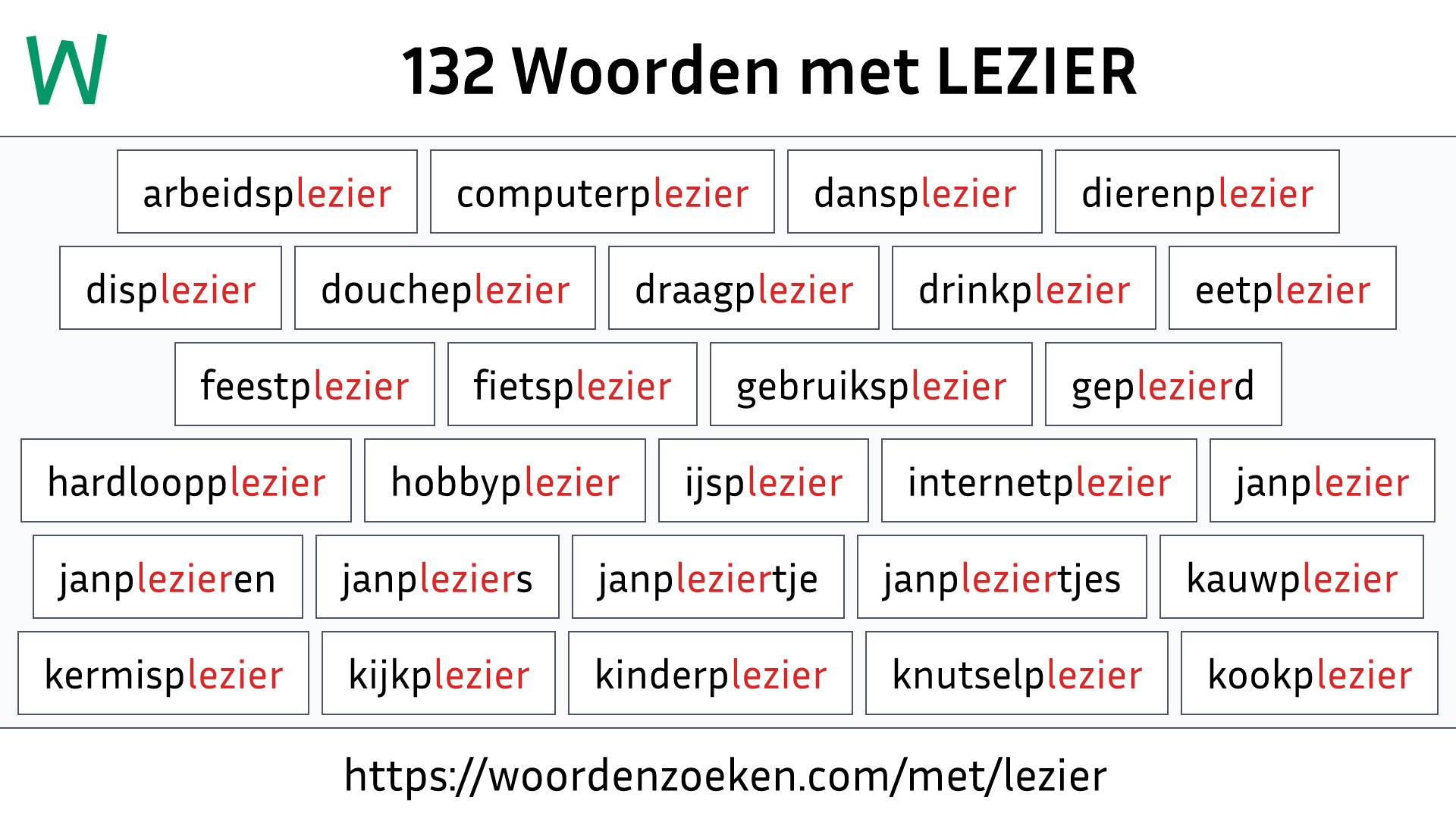 Woorden met LEZIER