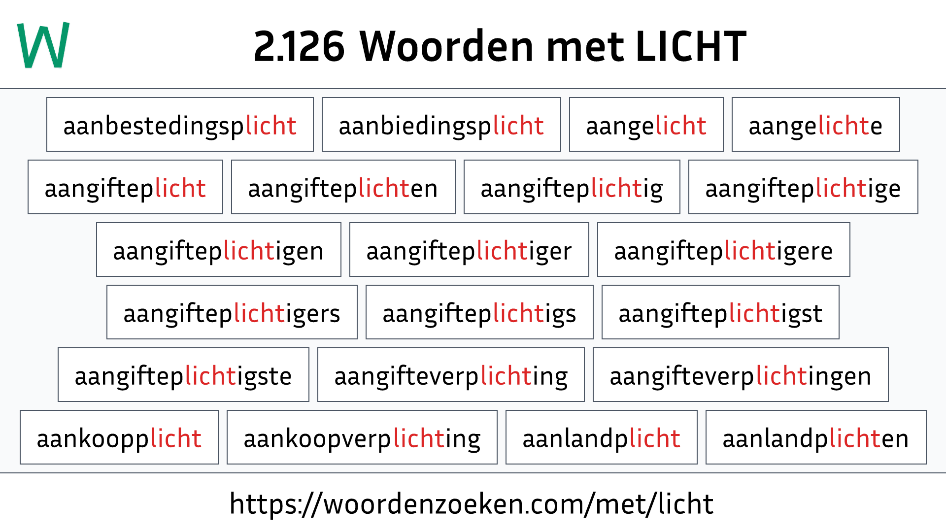 Woorden met LICHT