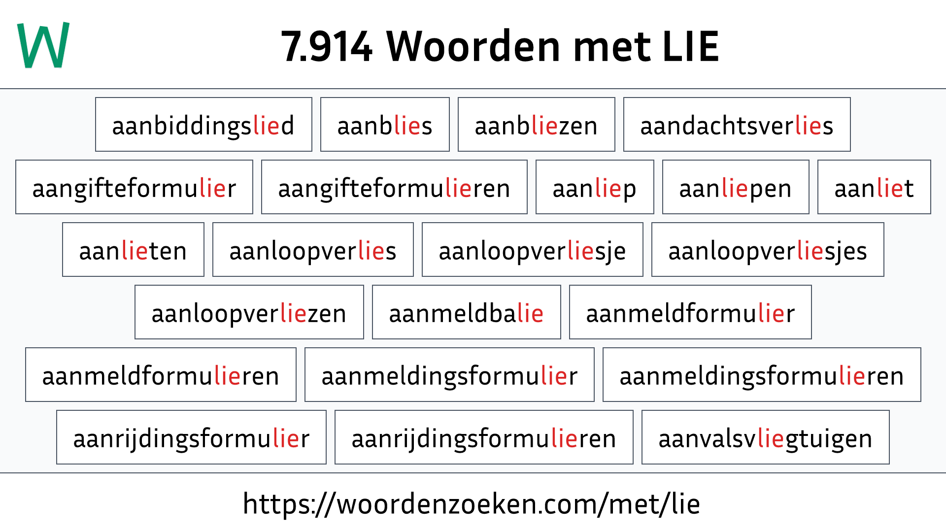 Woorden met LIE