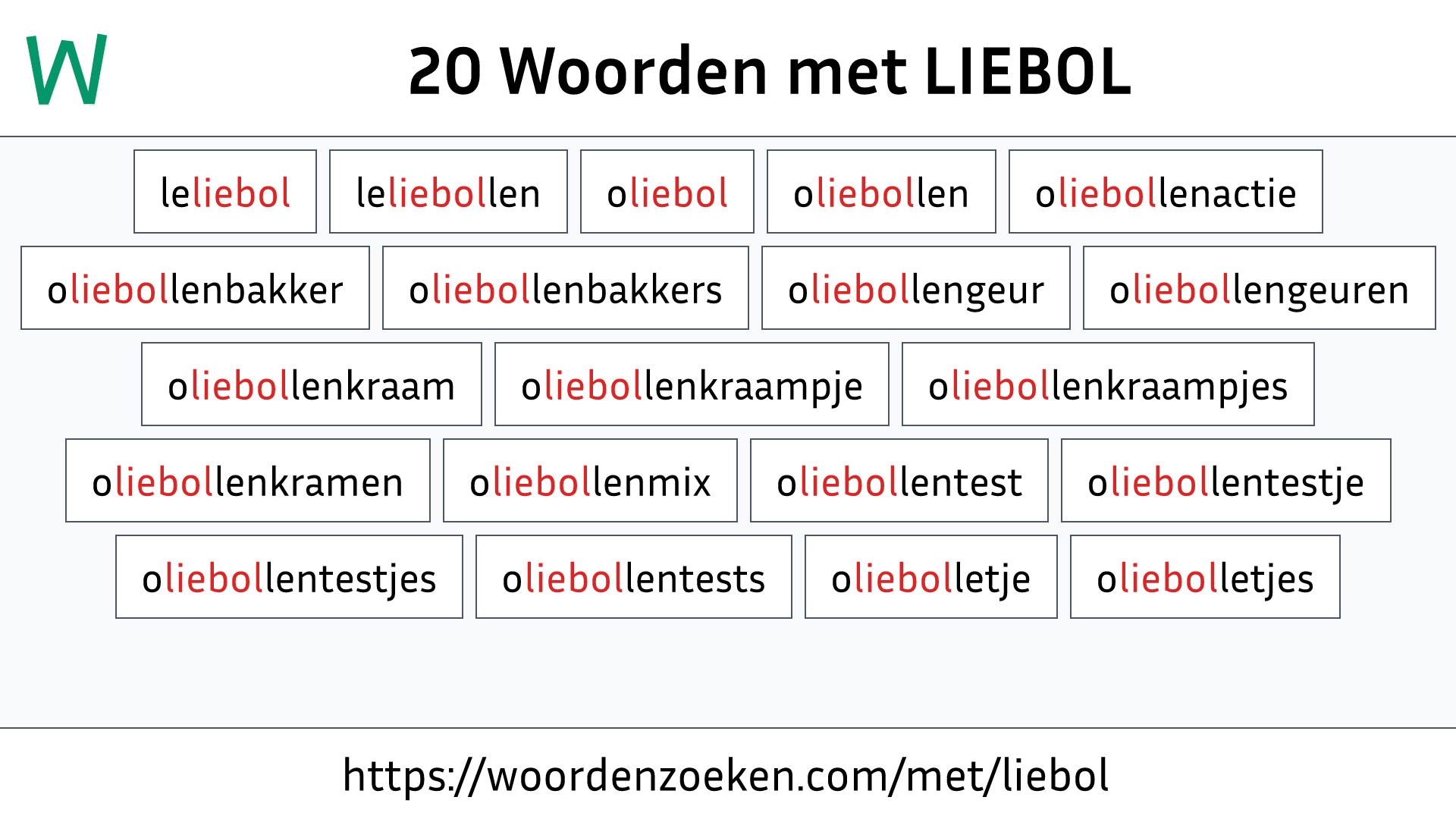 Woorden met LIEBOL