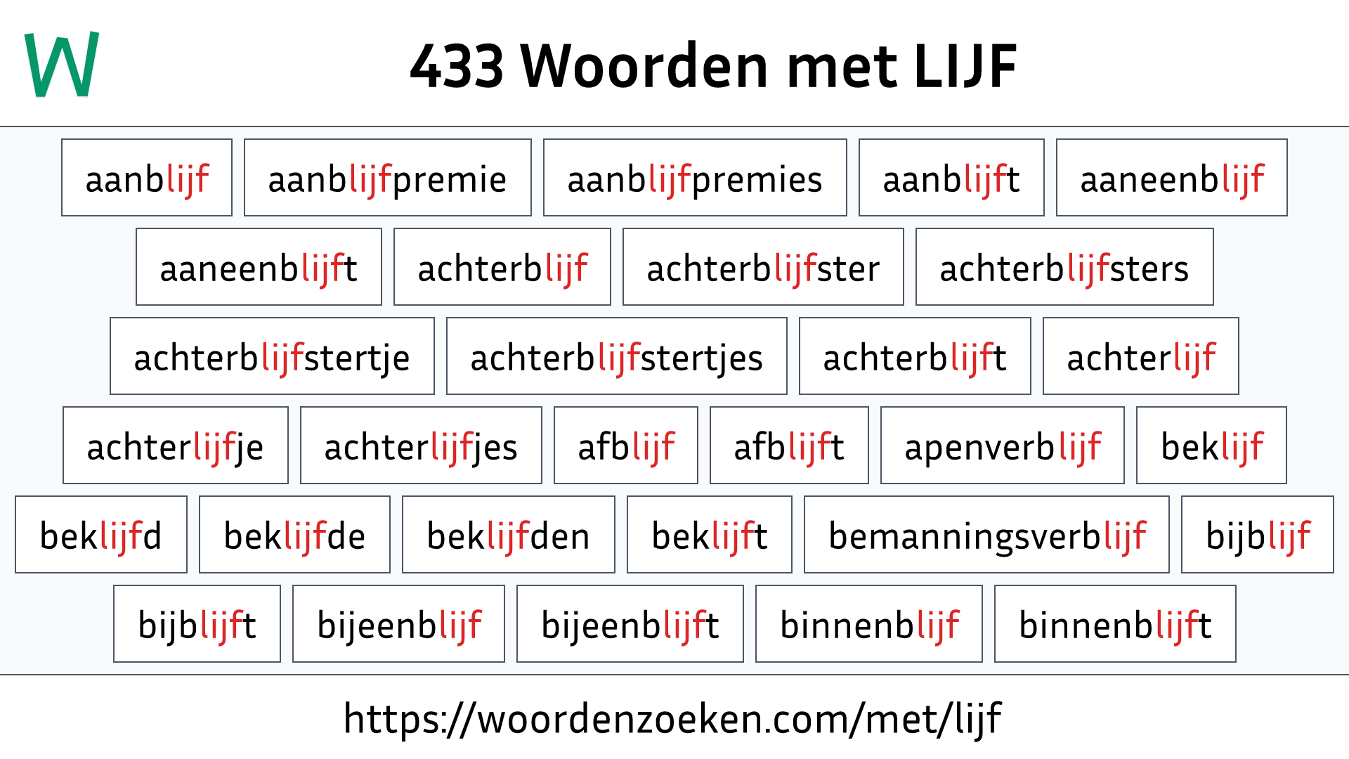 Woorden met LIJF