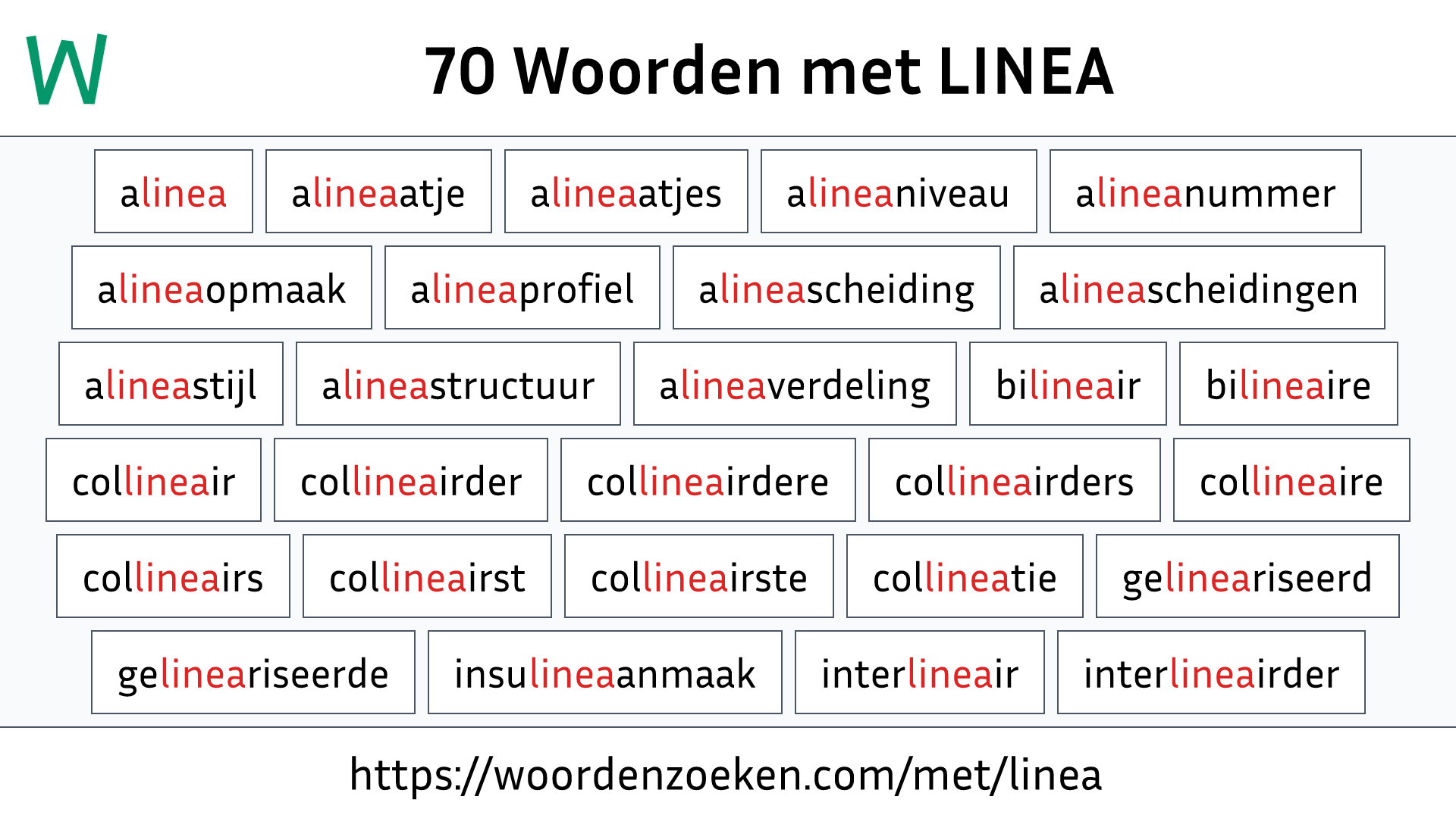 Woorden met LINEA