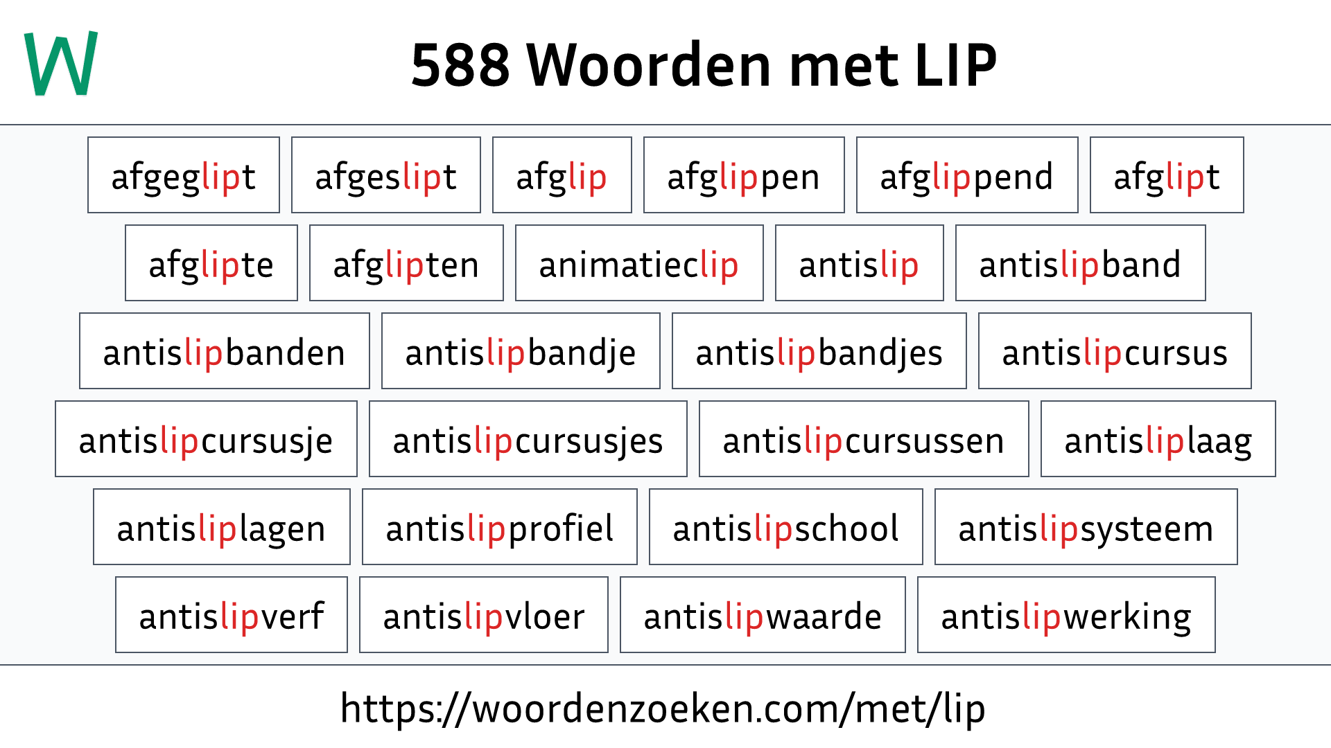 Woorden met LIP