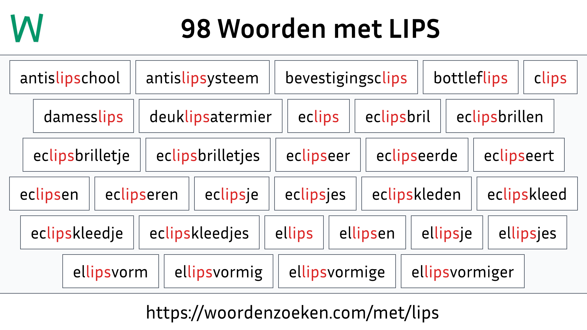 Woorden met LIPS