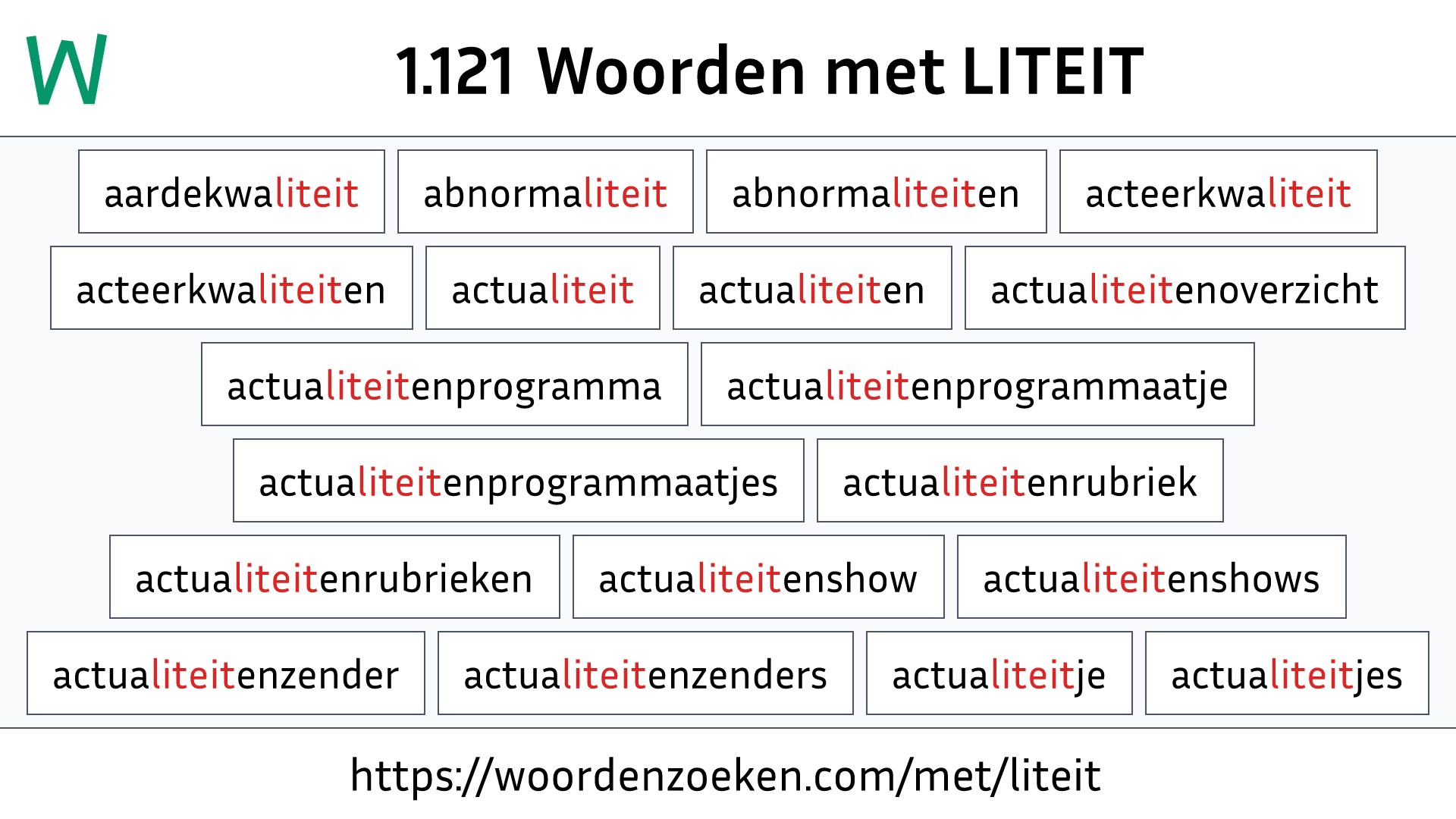 Woorden met LITEIT