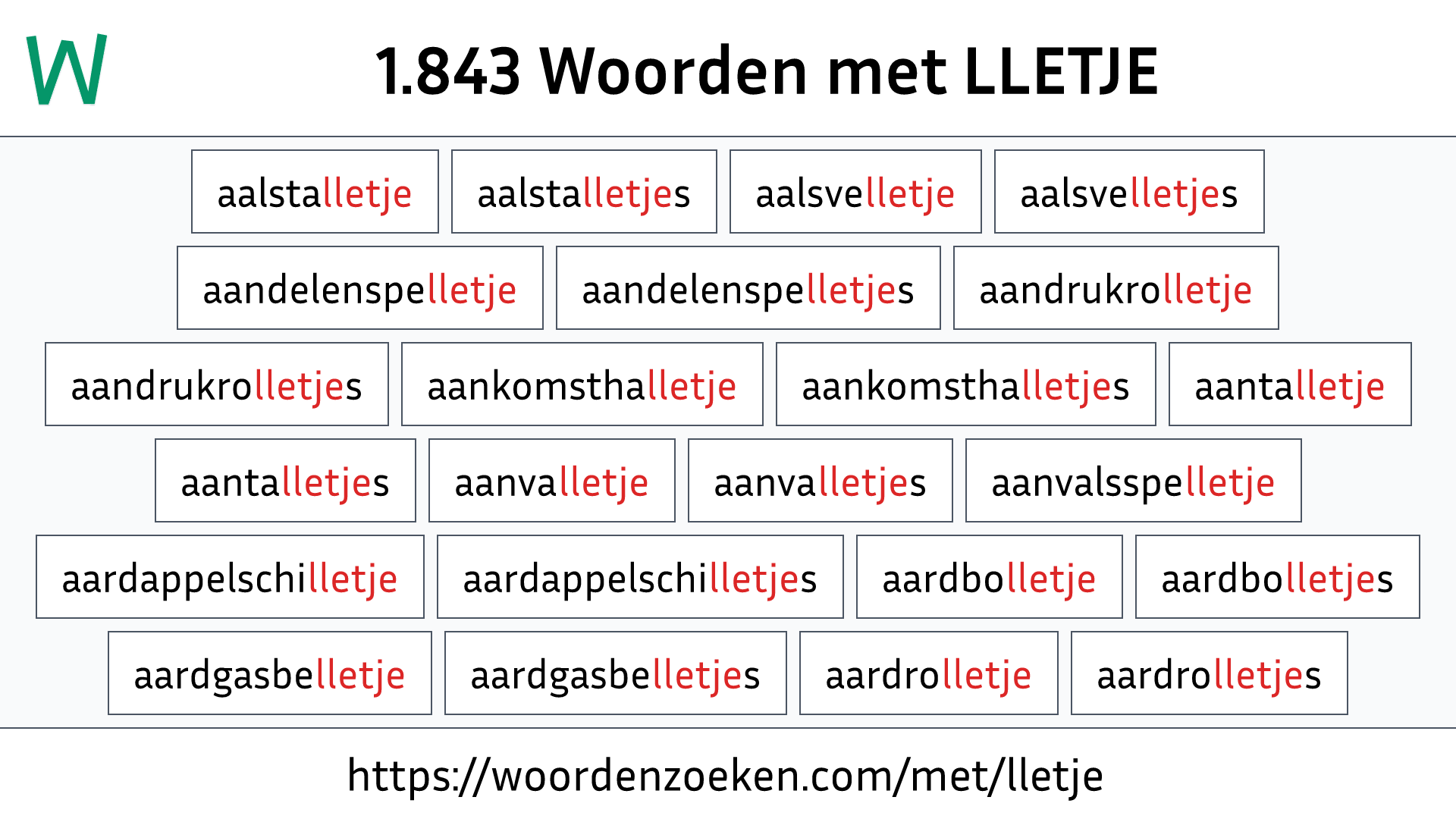 Woorden met LLETJE