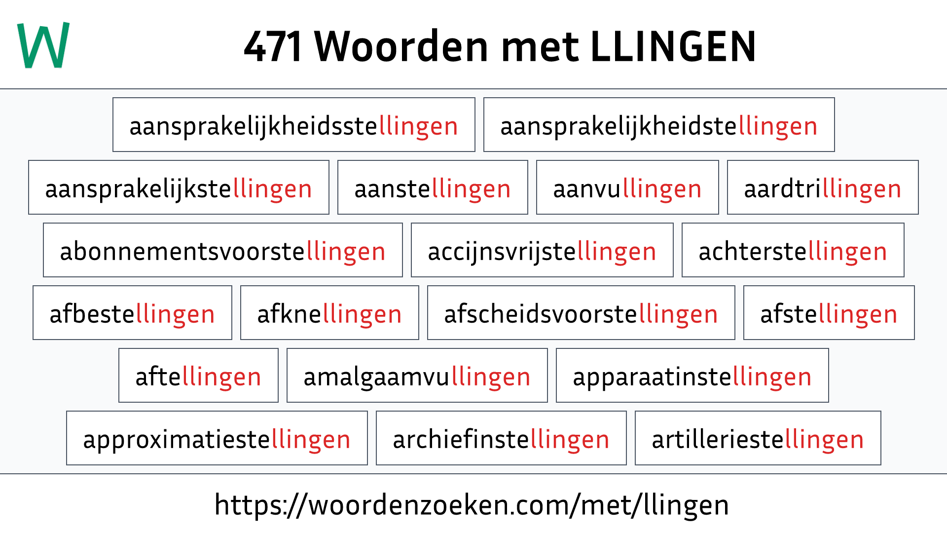 Woorden met LLINGEN