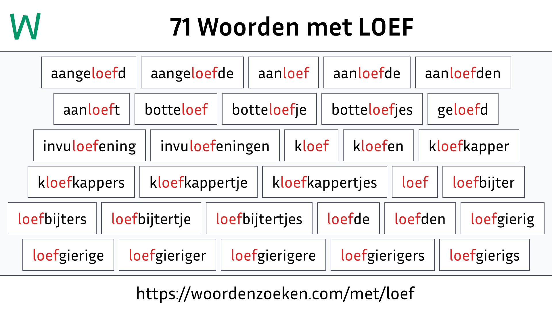 Woorden met LOEF