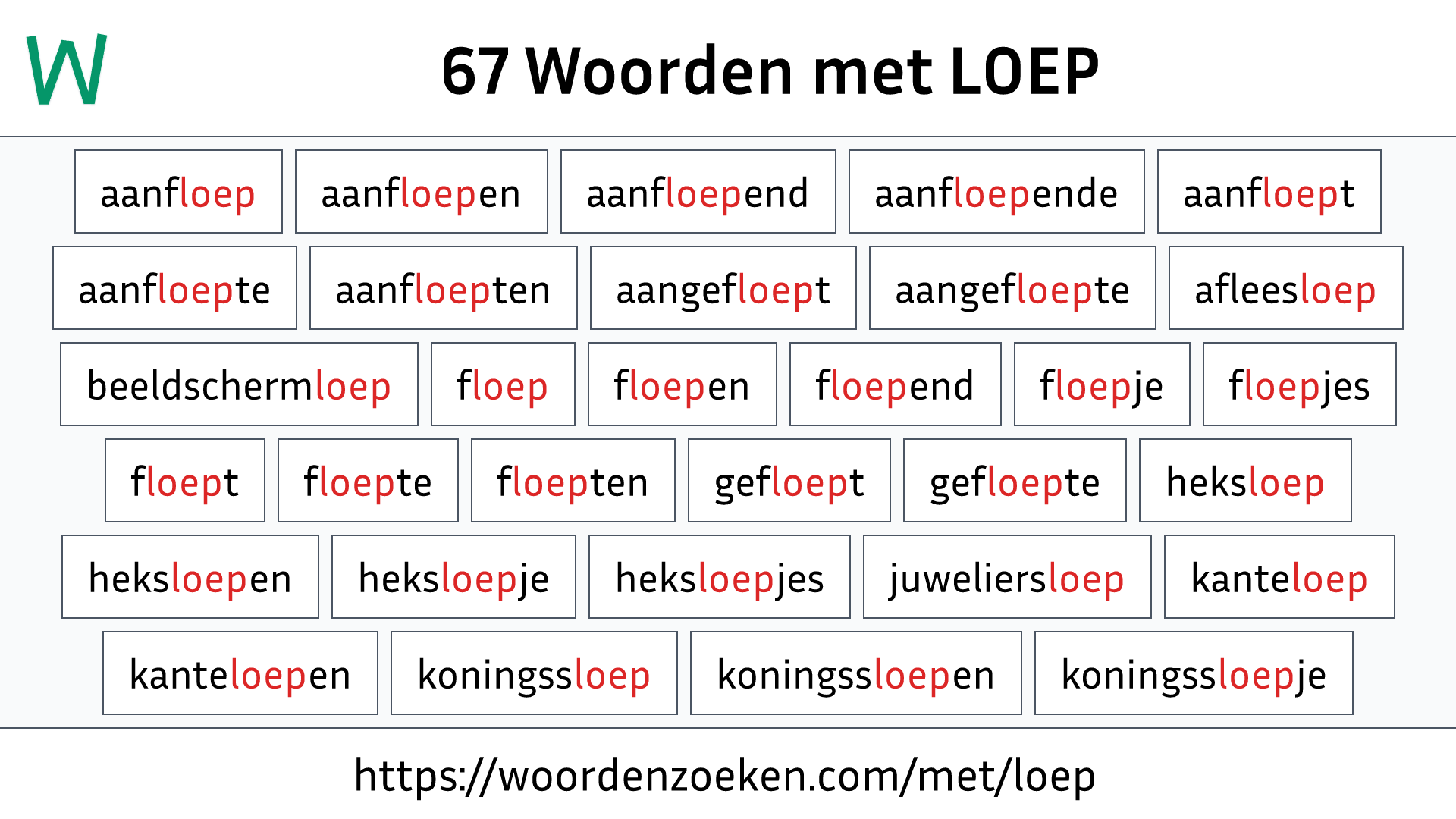 Woorden met LOEP