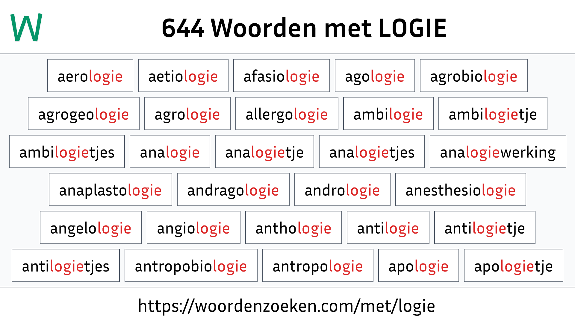 Woorden met LOGIE