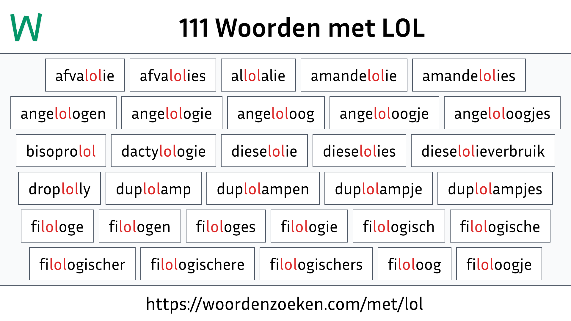 Woorden met LOL