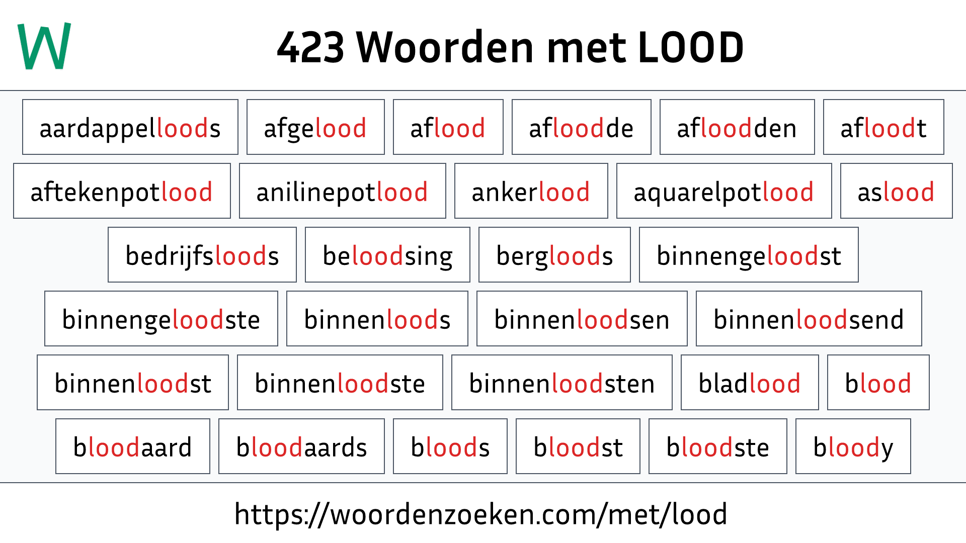 Woorden met LOOD