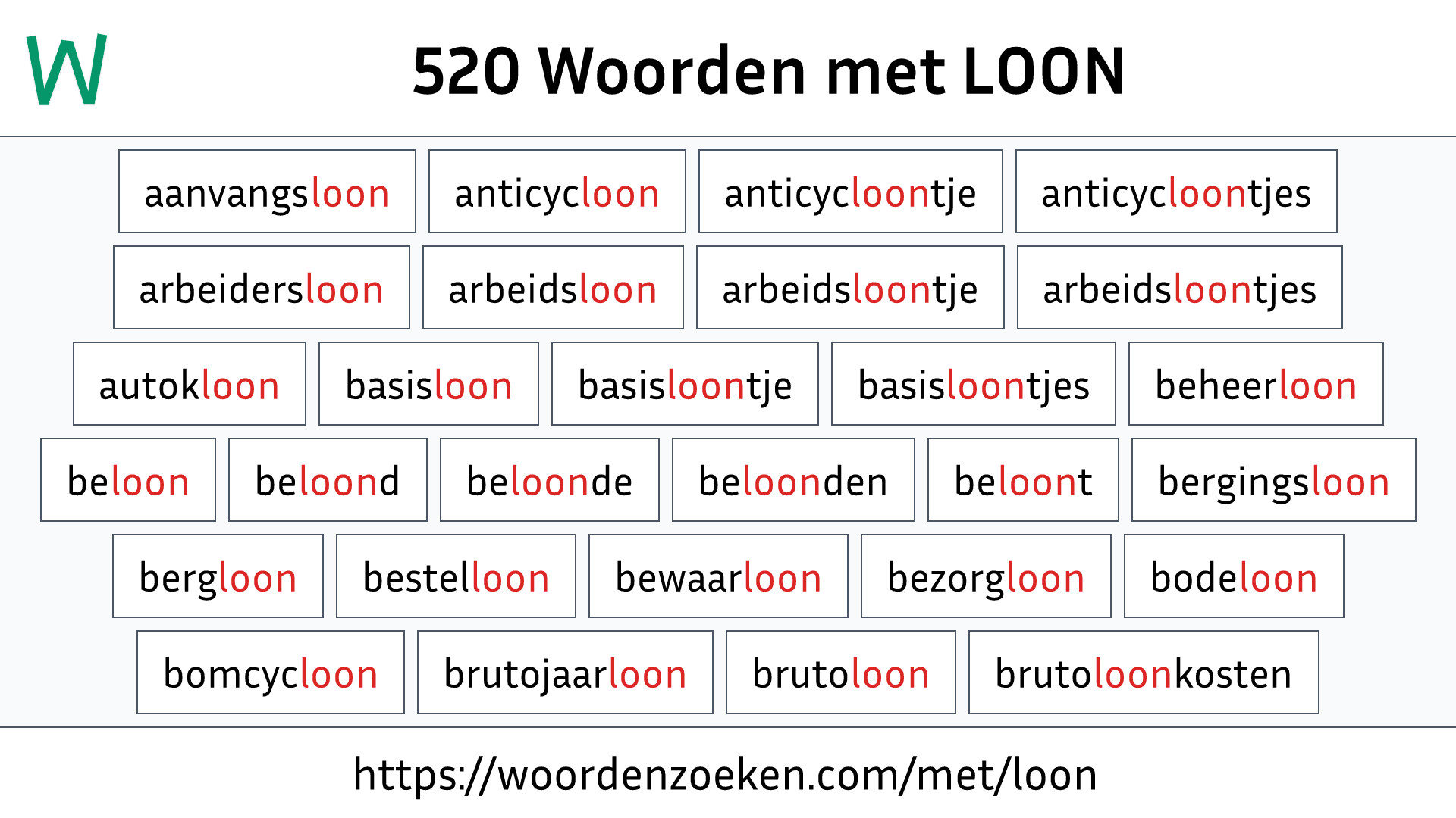 Woorden met LOON