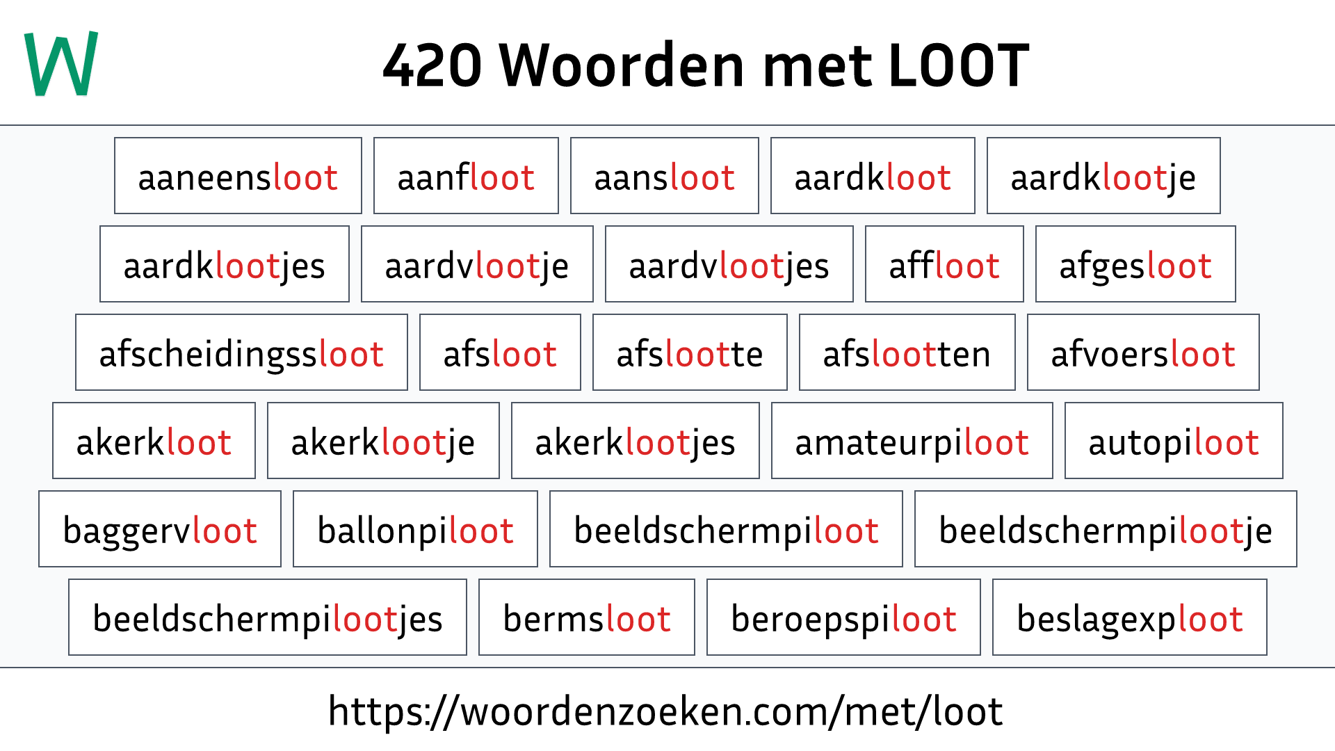 Woorden met LOOT