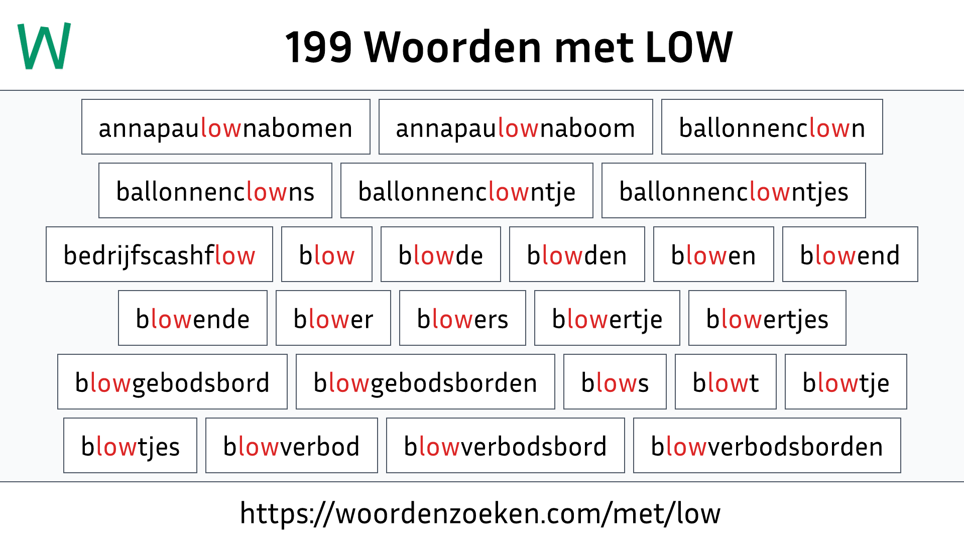 Woorden met LOW