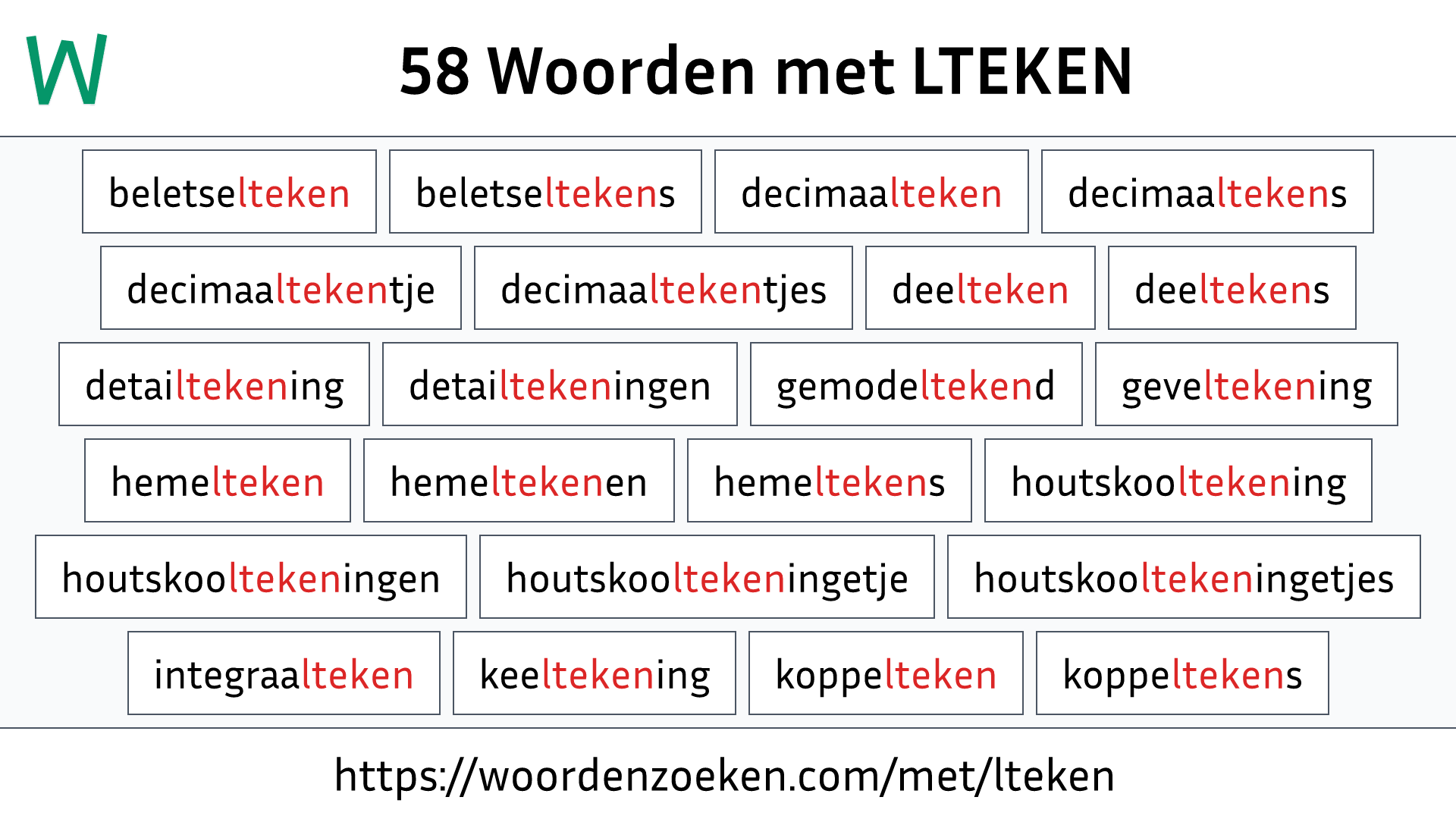 Woorden met LTEKEN