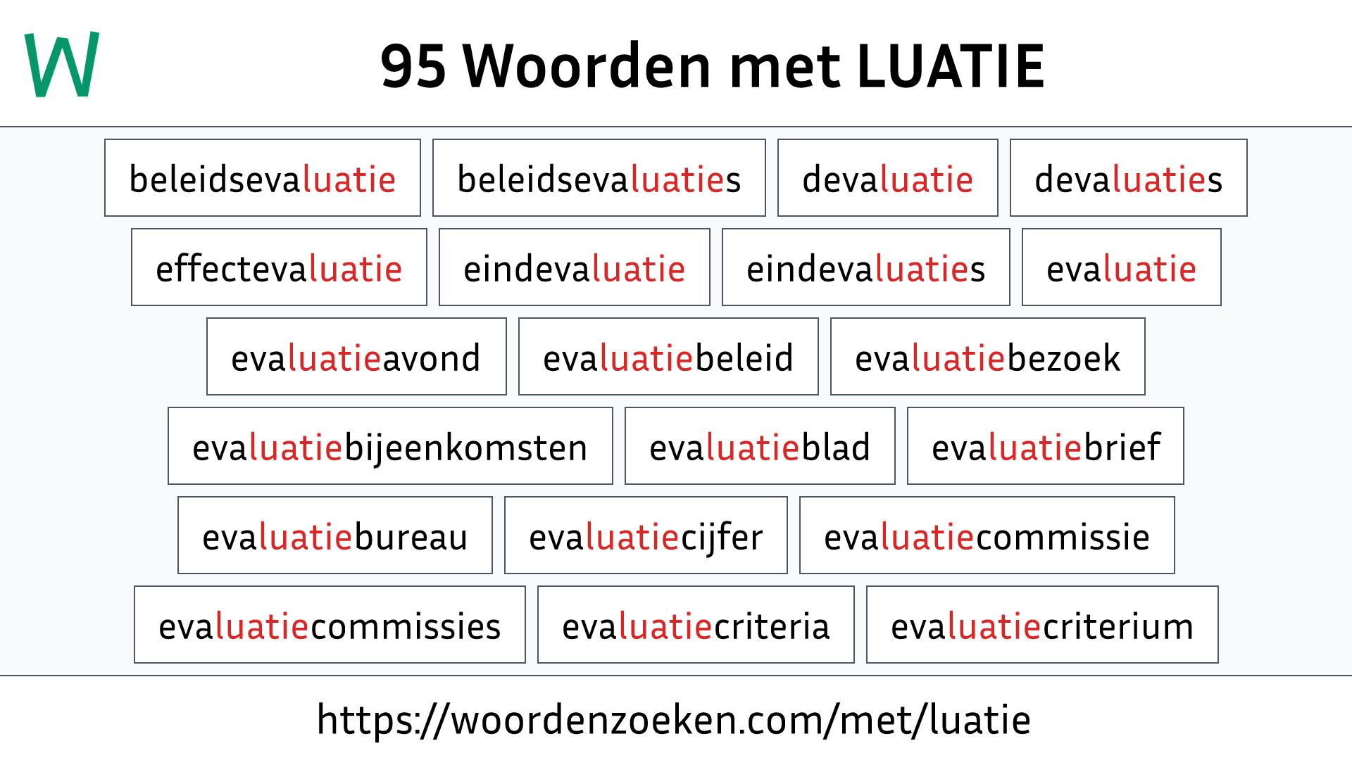 Woorden met LUATIE