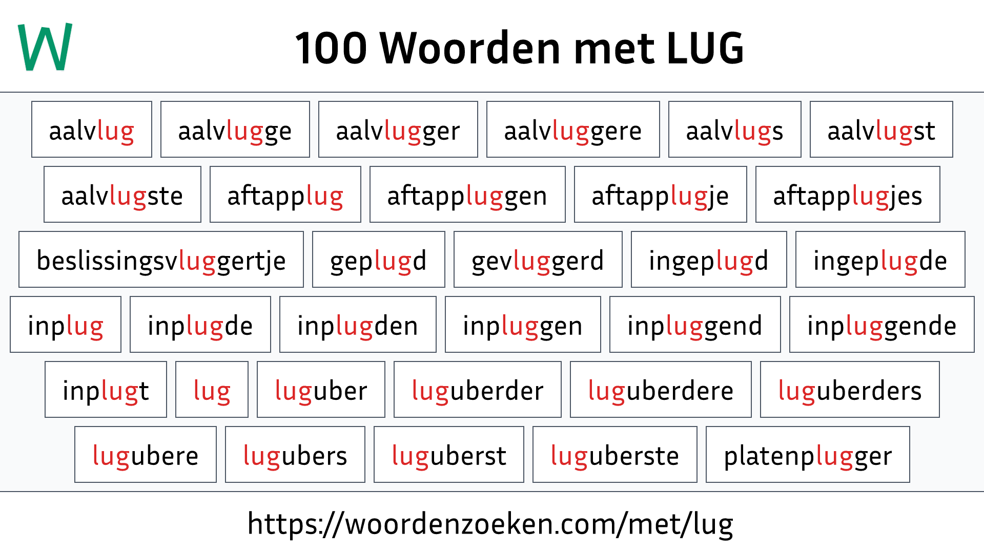 Woorden met LUG