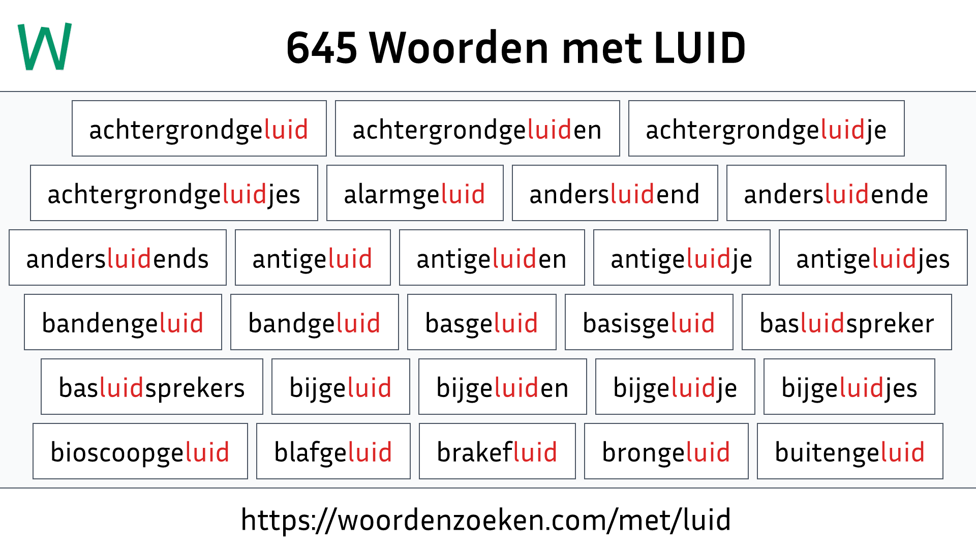 Woorden met LUID