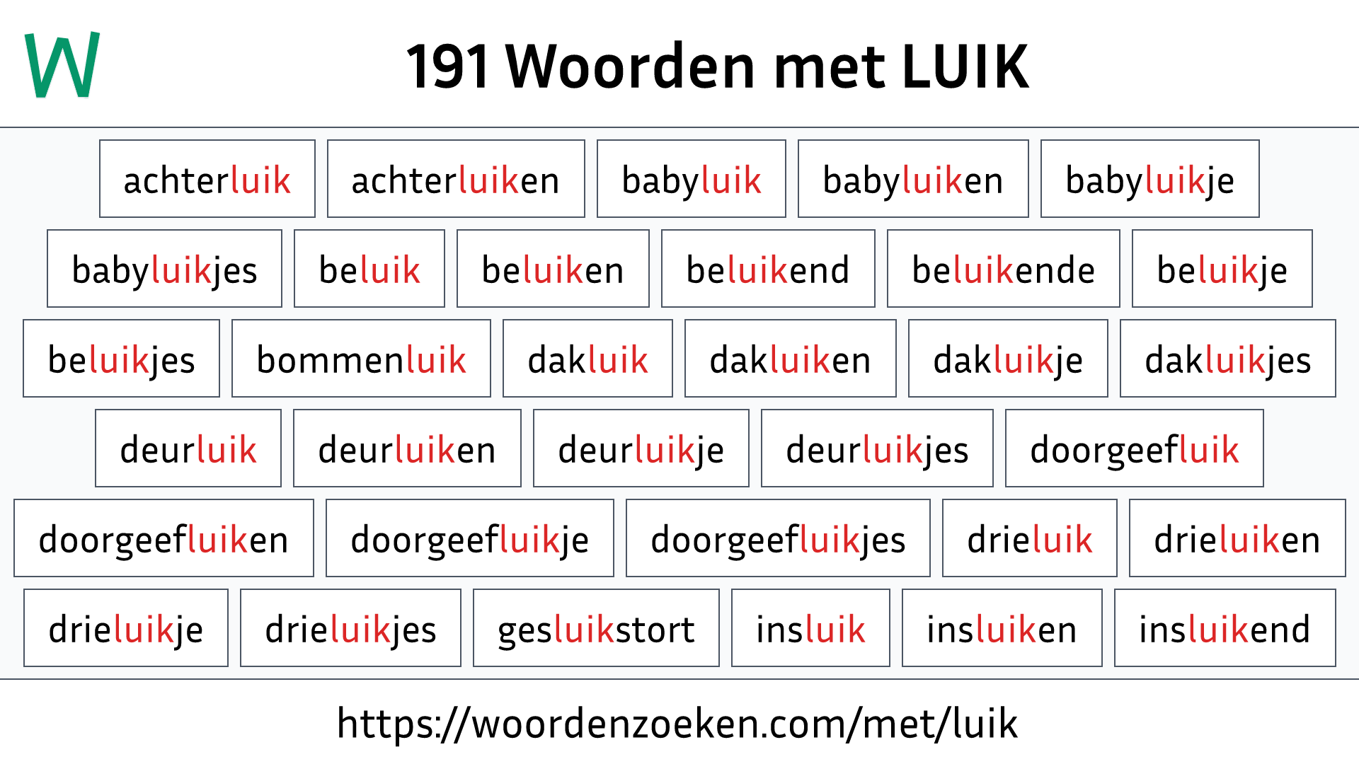 Woorden met LUIK