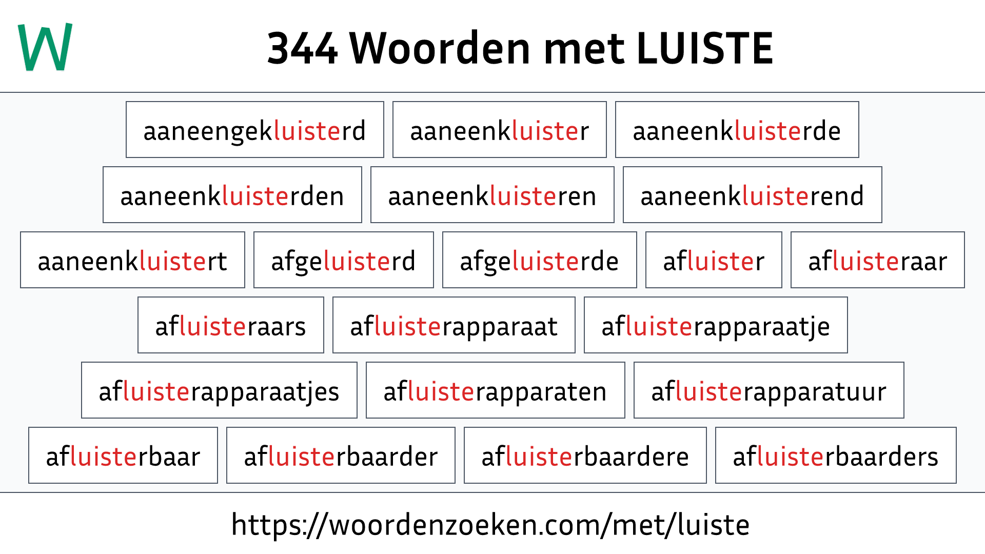 Woorden met LUISTE