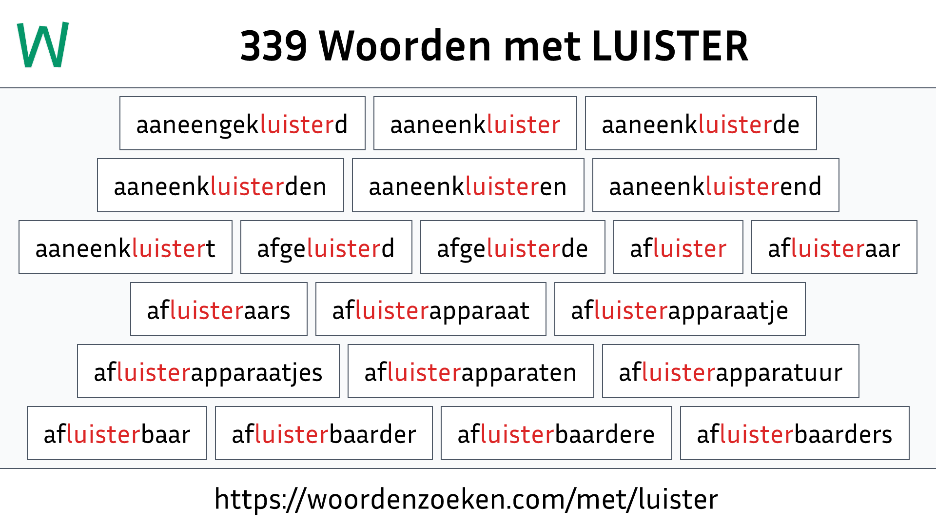 Woorden met LUISTER