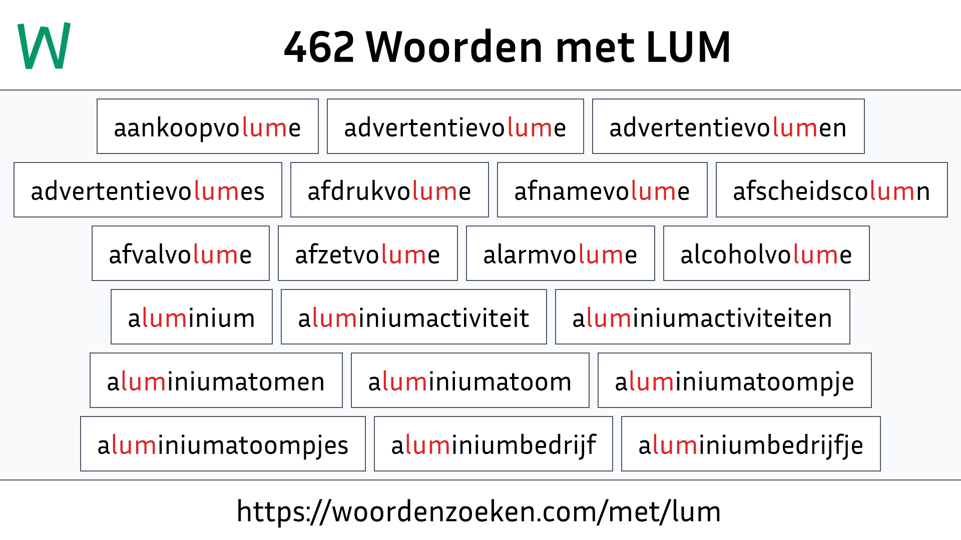 Woorden met LUM