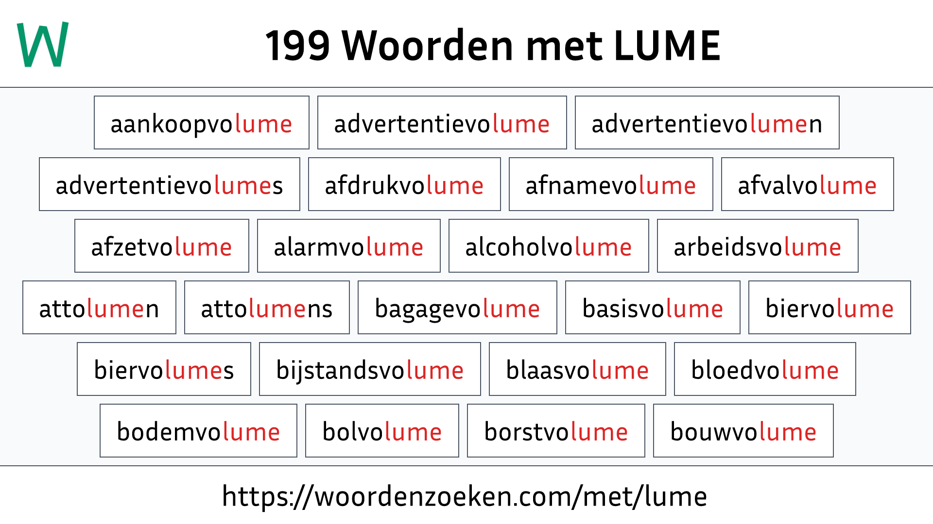 Woorden met LUME