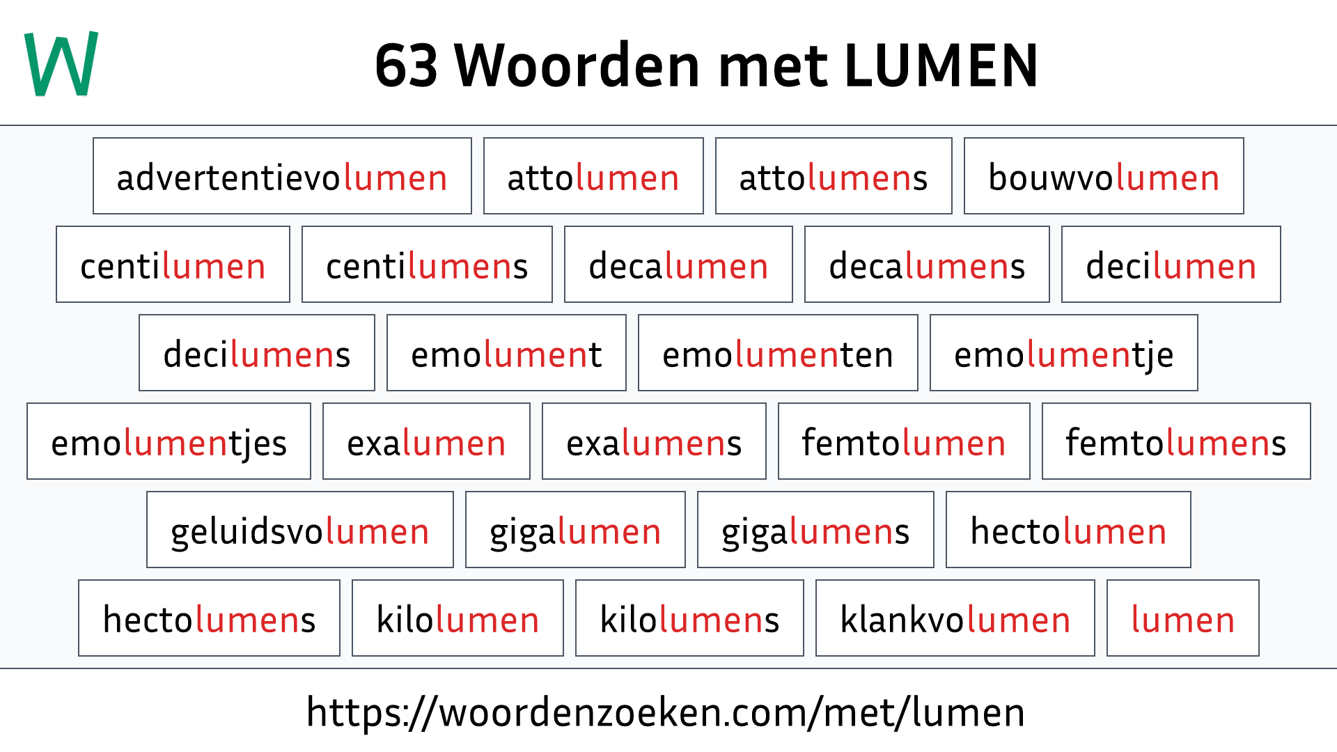 Woorden met LUMEN