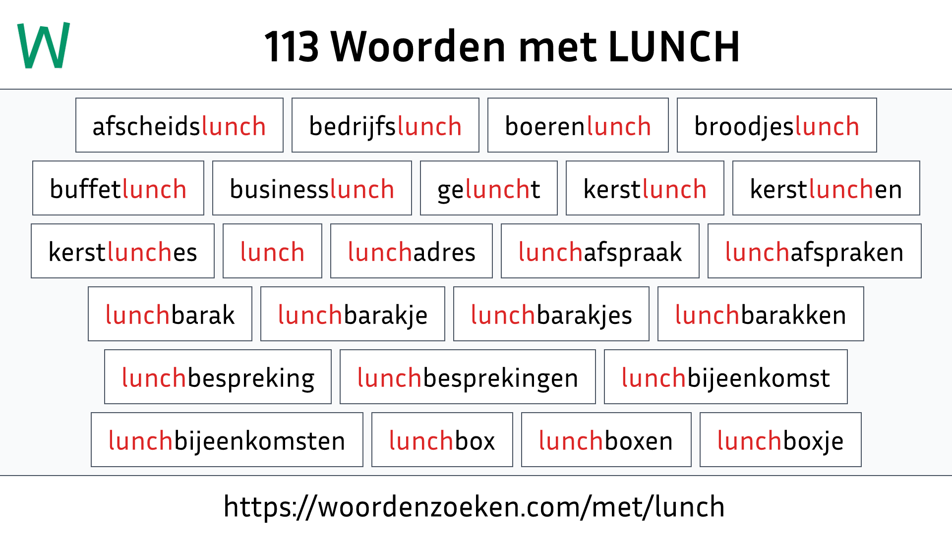 Woorden met LUNCH