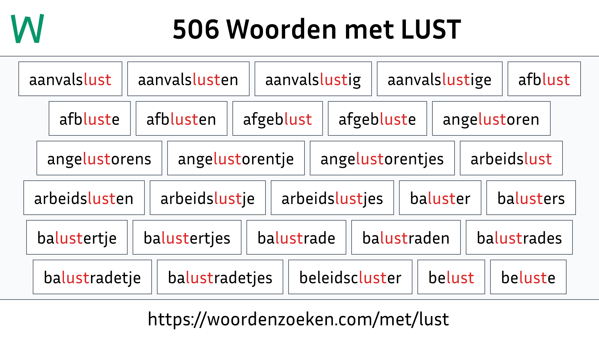 Woorden met LUST