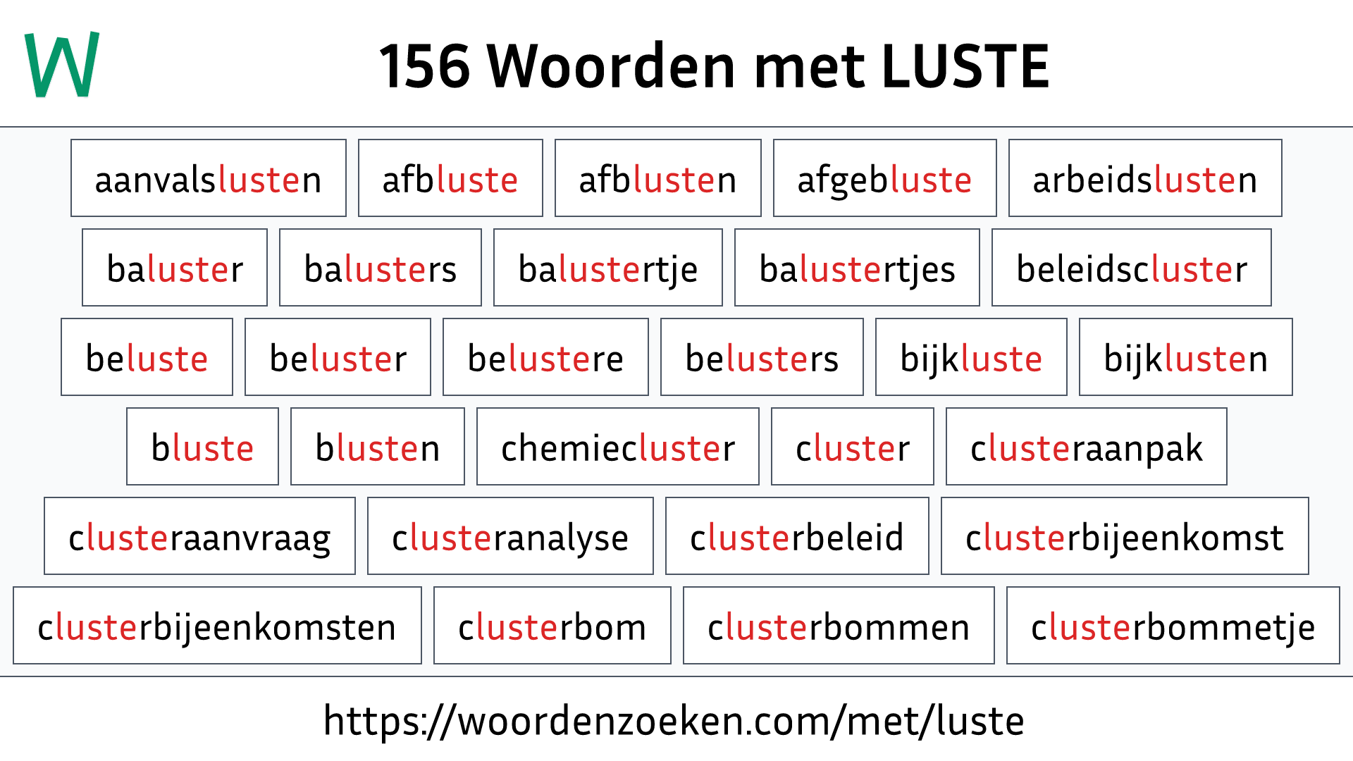 Woorden met LUSTE