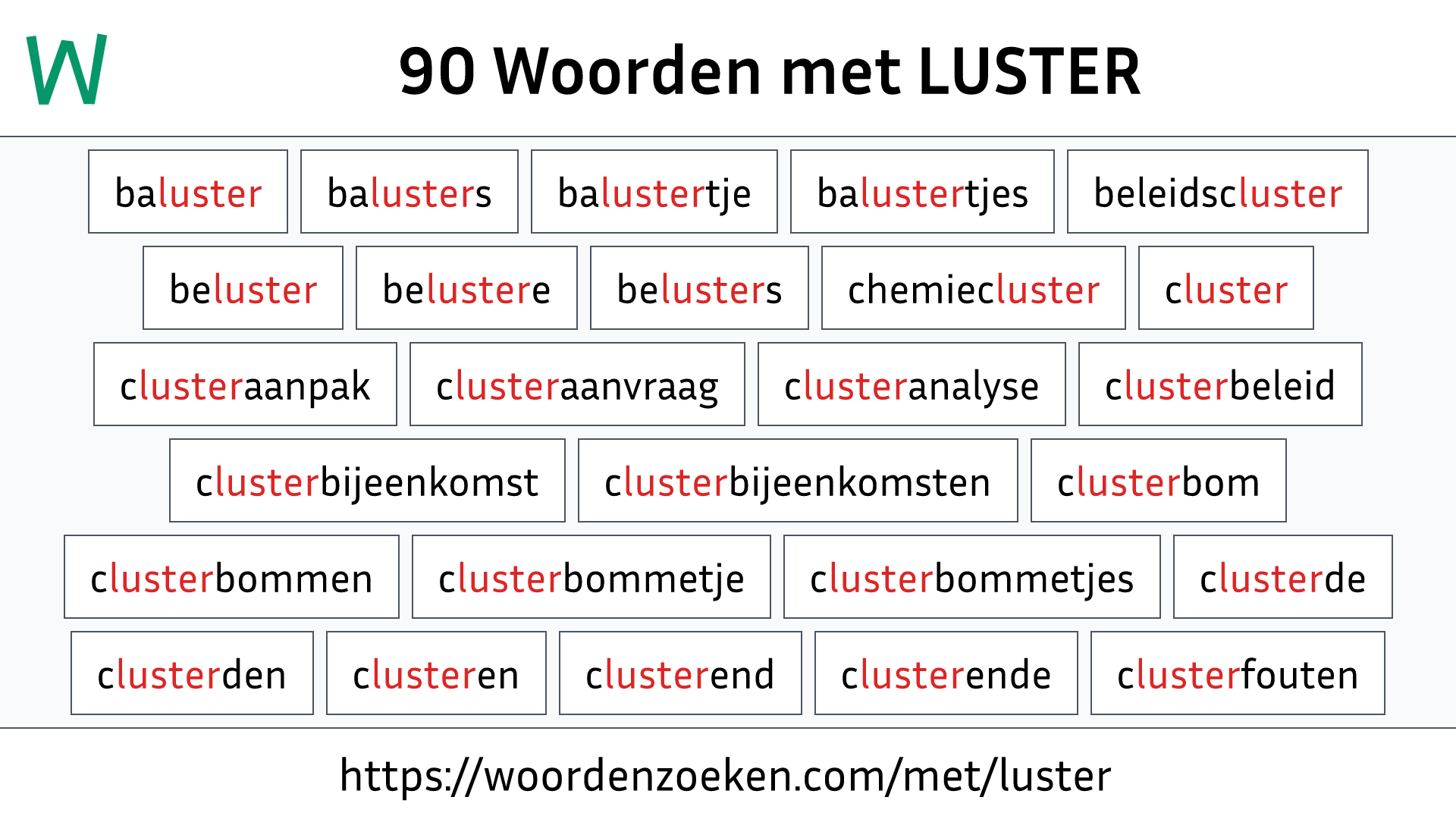 Woorden met LUSTER