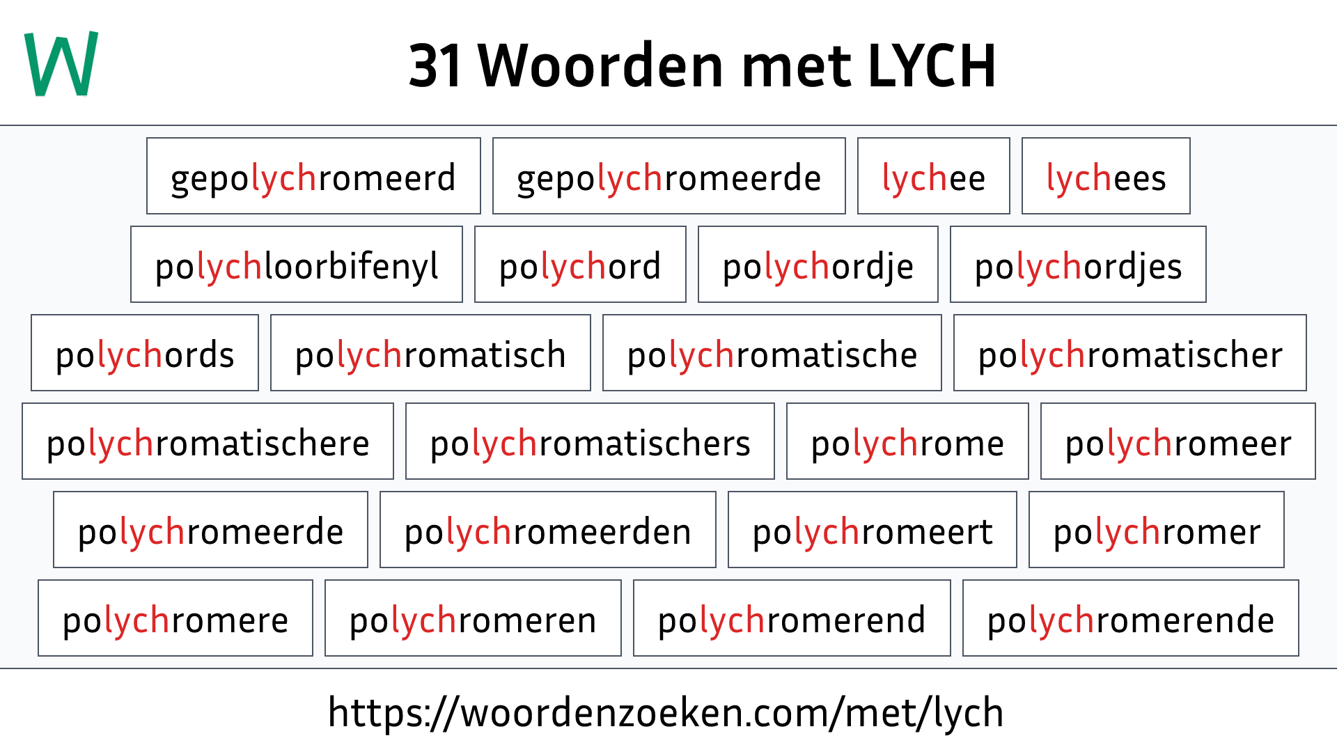 Woorden met LYCH
