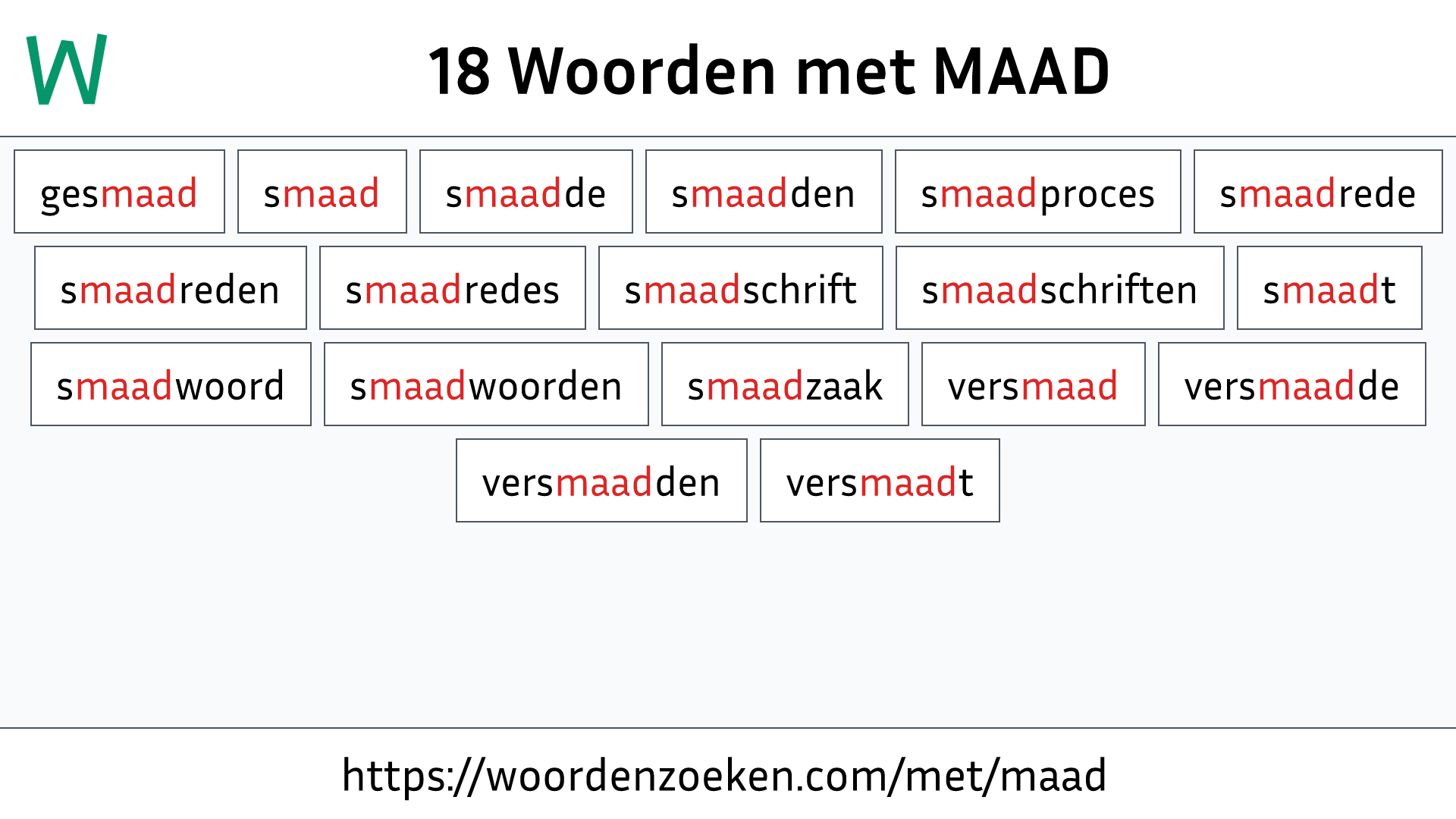 Woorden met MAAD