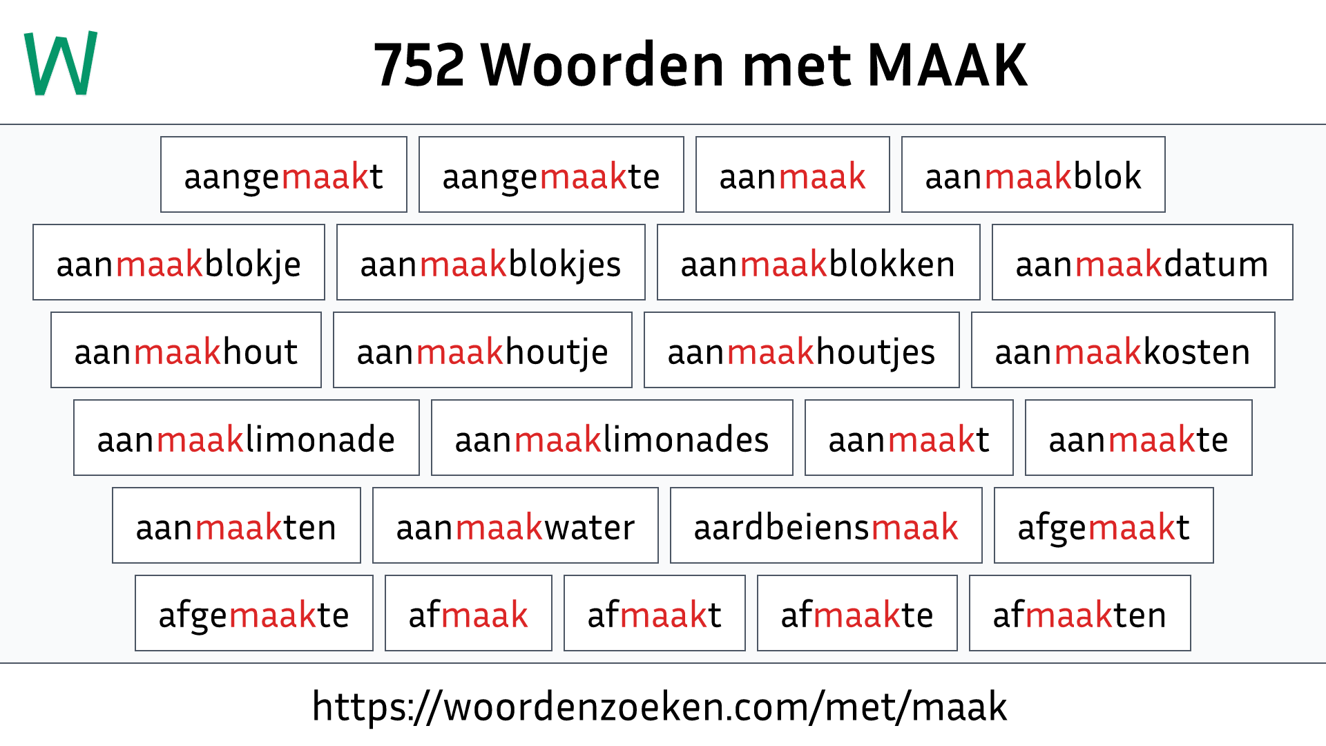 Woorden met MAAK