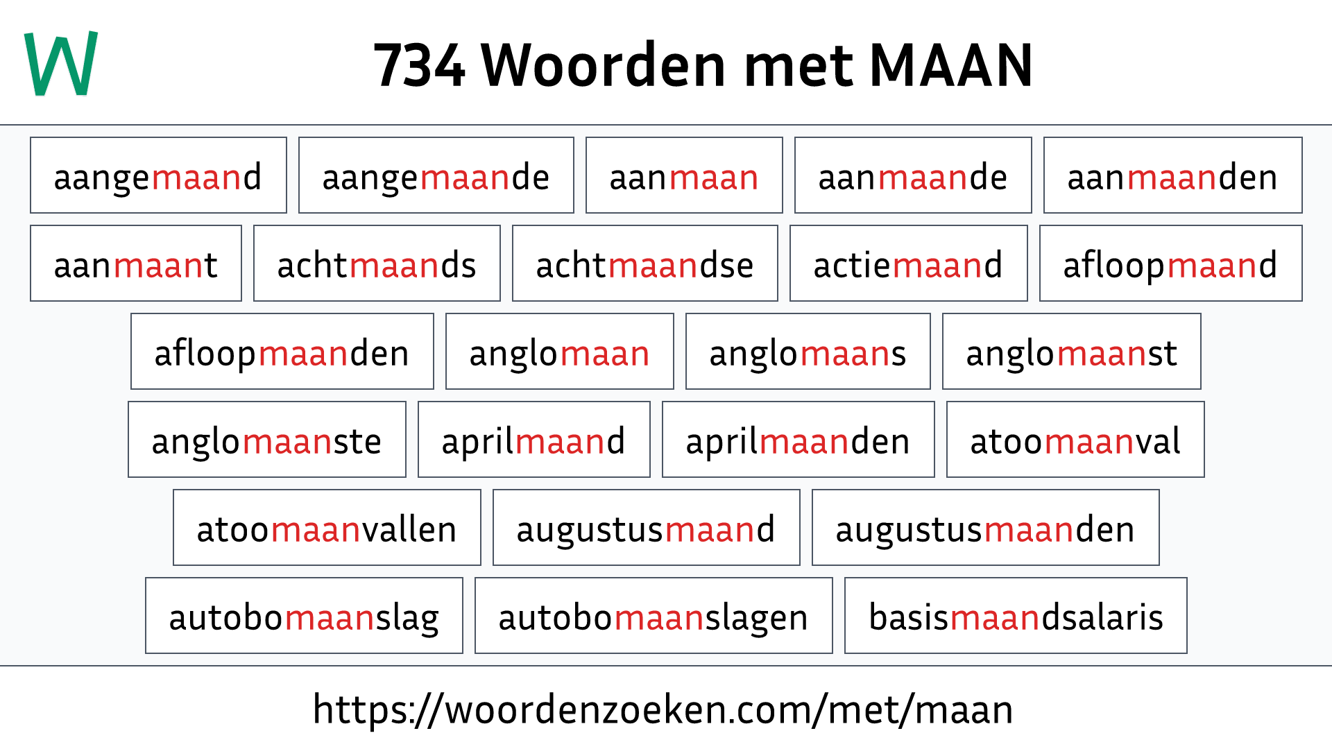 Woorden met MAAN