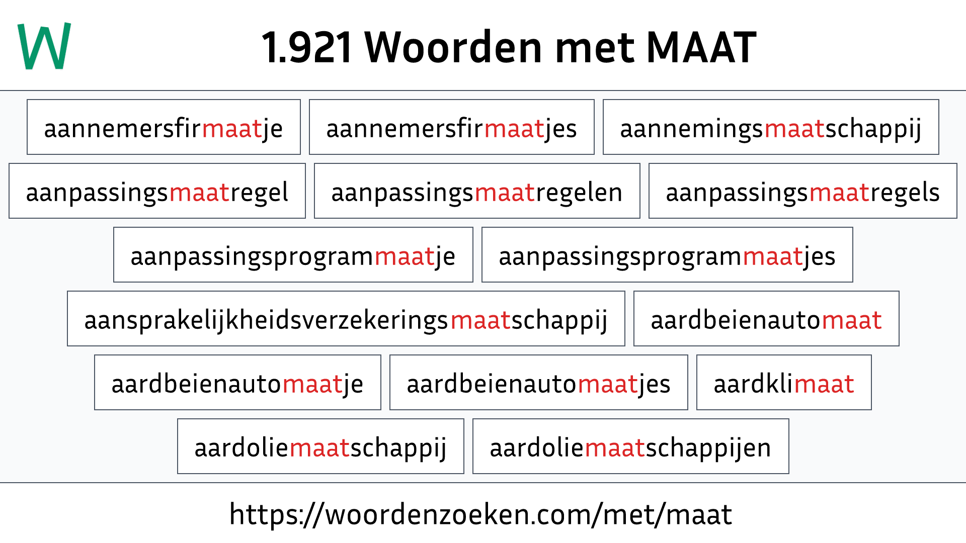 Woorden met MAAT